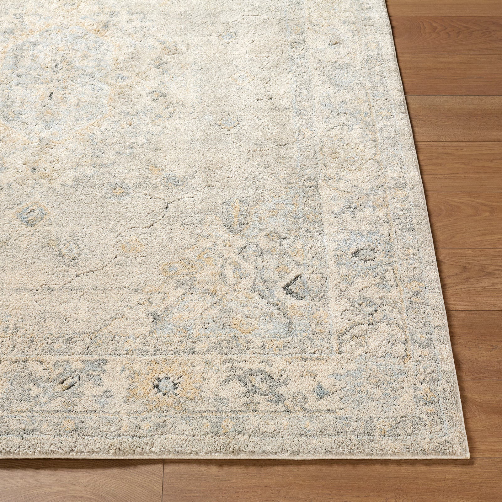 Avellino Vintage Traditional Boho High Pile Grey & Light Grey Polypropylene & Polyester Rug 160x213cm - front view