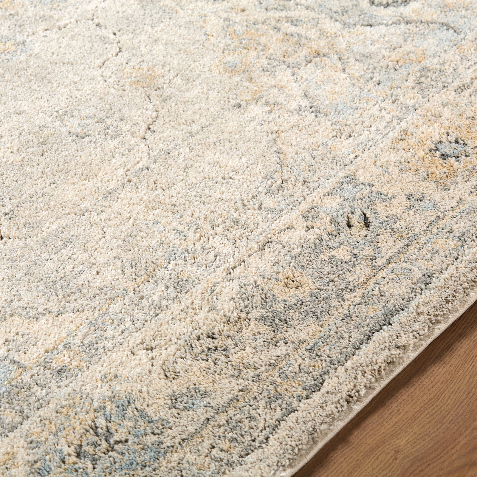 Avellino Vintage Traditional Boho High Pile Grey & Light Grey Polypropylene & Polyester Rug 160x213cm - texture detail