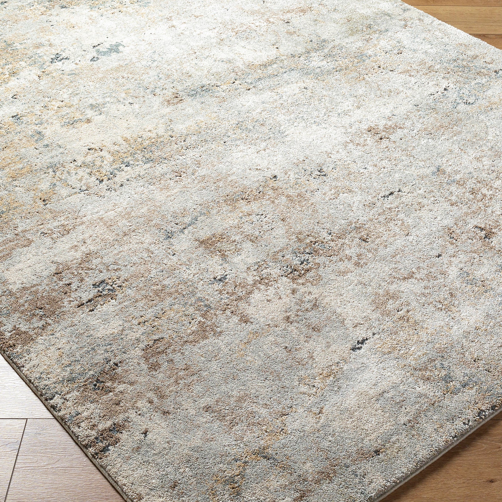 Avellino Abstract Modern Marble High Pile Blue & Grey & Beige Polypropylene & Polyester Rug 160x213cm - corner detail