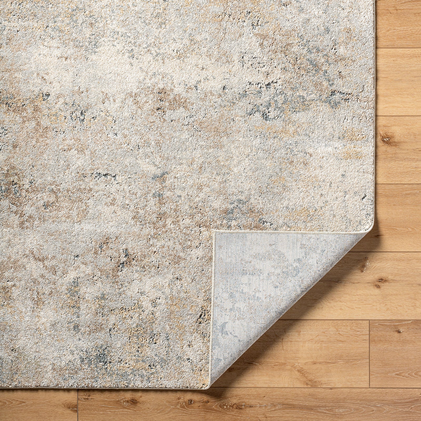Avellino Abstract Modern Marble High Pile Blue & Grey & Beige Polypropylene & Polyester Rug 160x213cm - folded detail