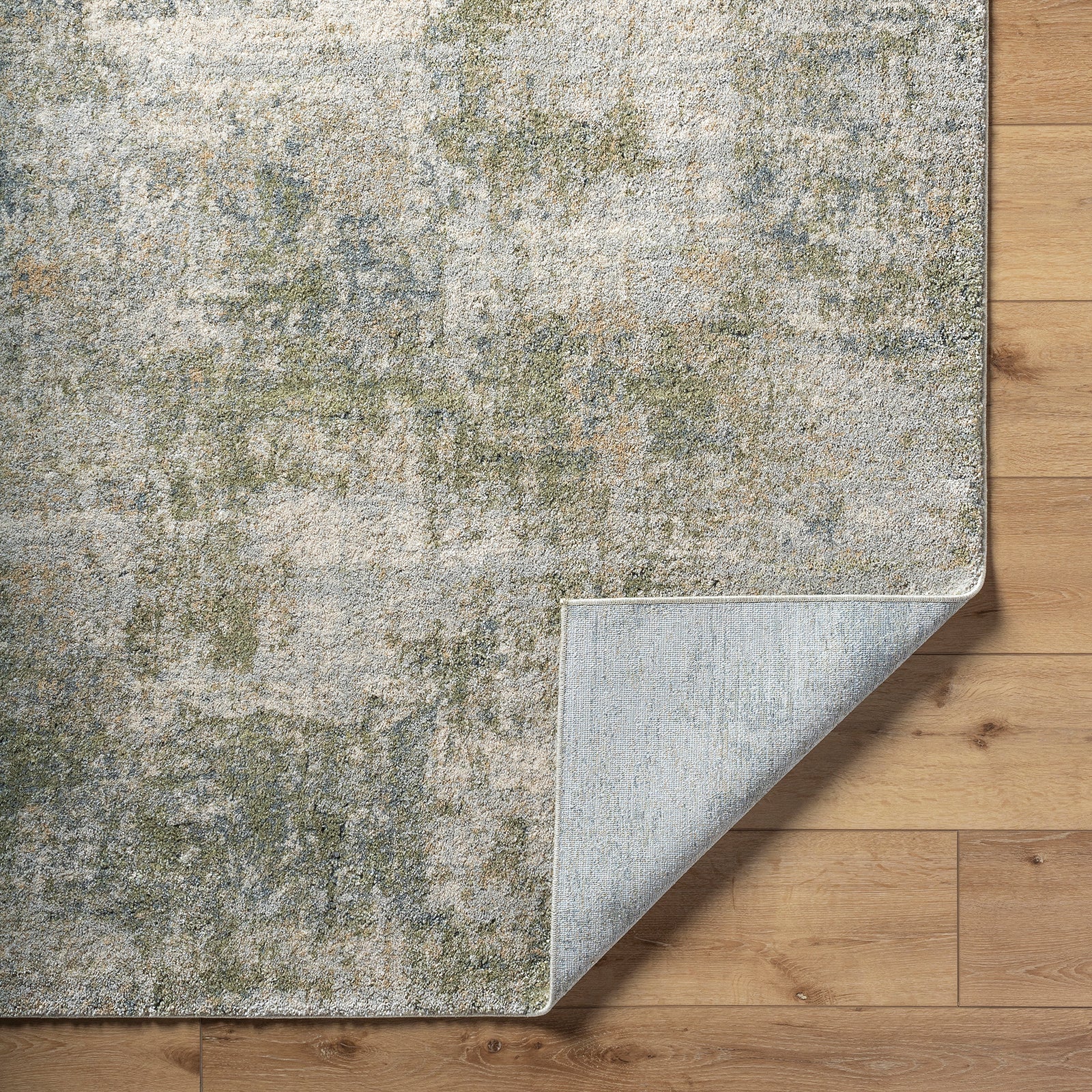Avellino Abstract Modern Marble High Pile Green & Light Grey Polypropylene & Polyester Rug 200x280cm - folded detail