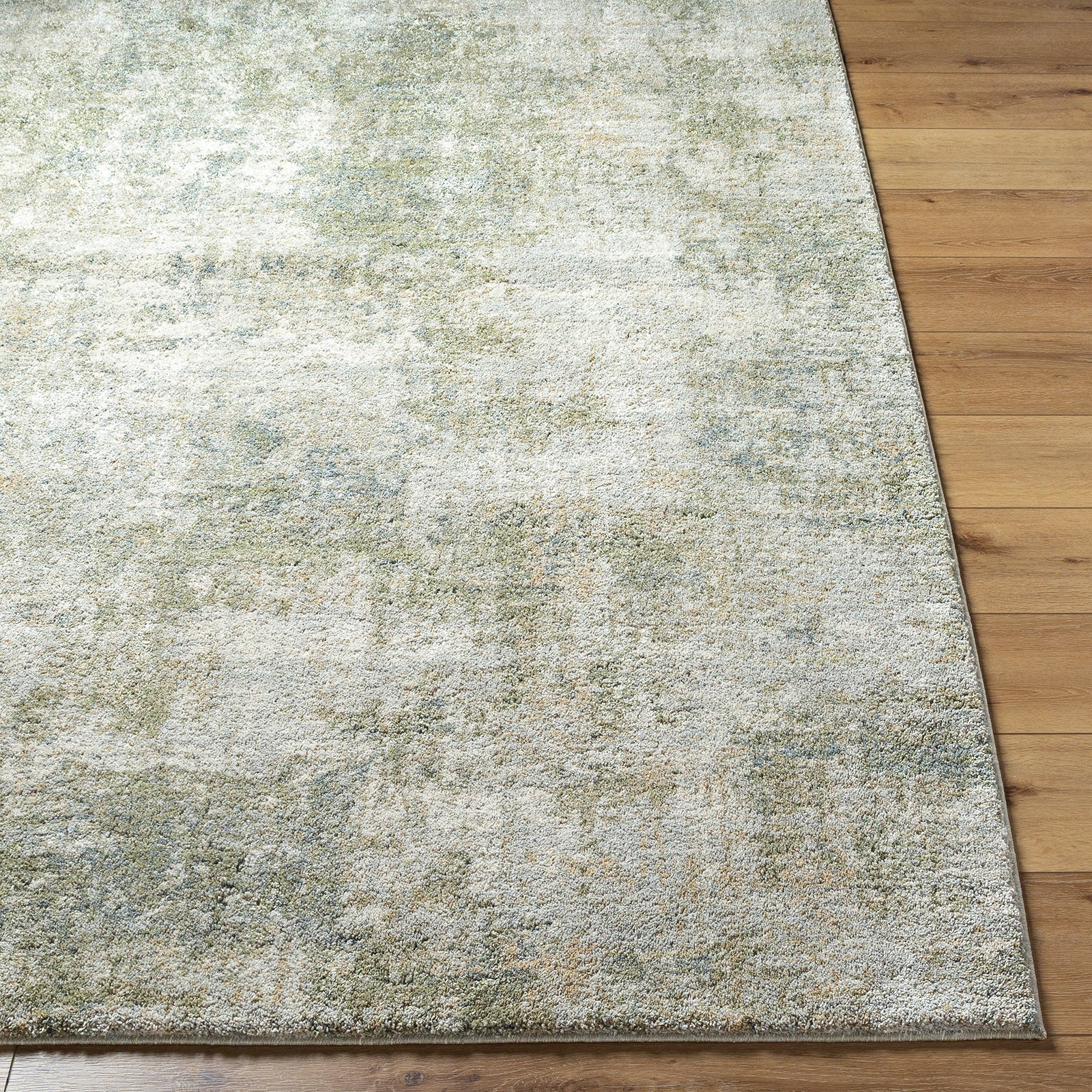 Avellino Abstract Modern Marble High Pile Green & Light Grey Polypropylene & Polyester Rug 200x280cm - front view