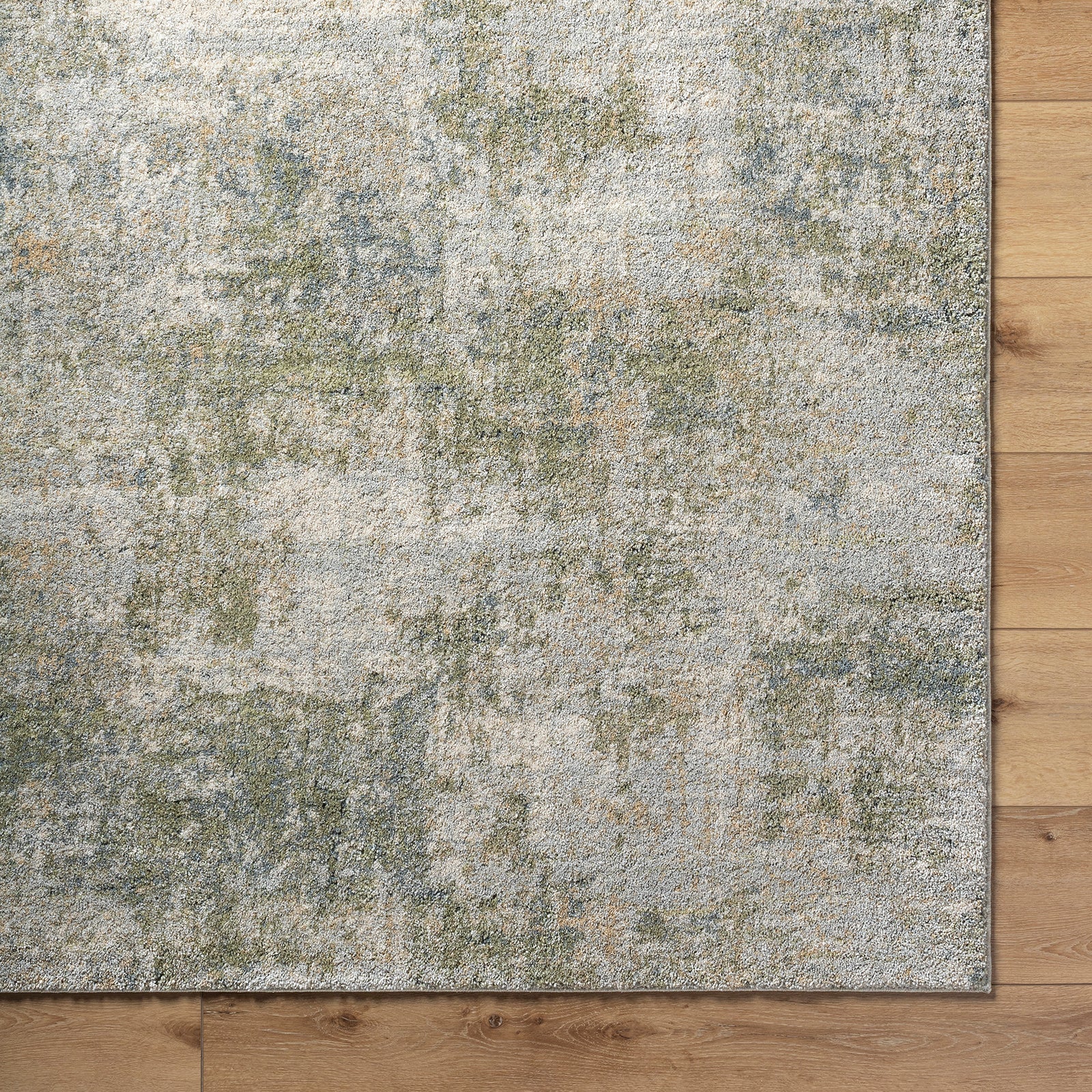 Avellino Abstract Modern Marble High Pile Green & Light Grey Polypropylene & Polyester Rug 200x280cm - reverse roll detail