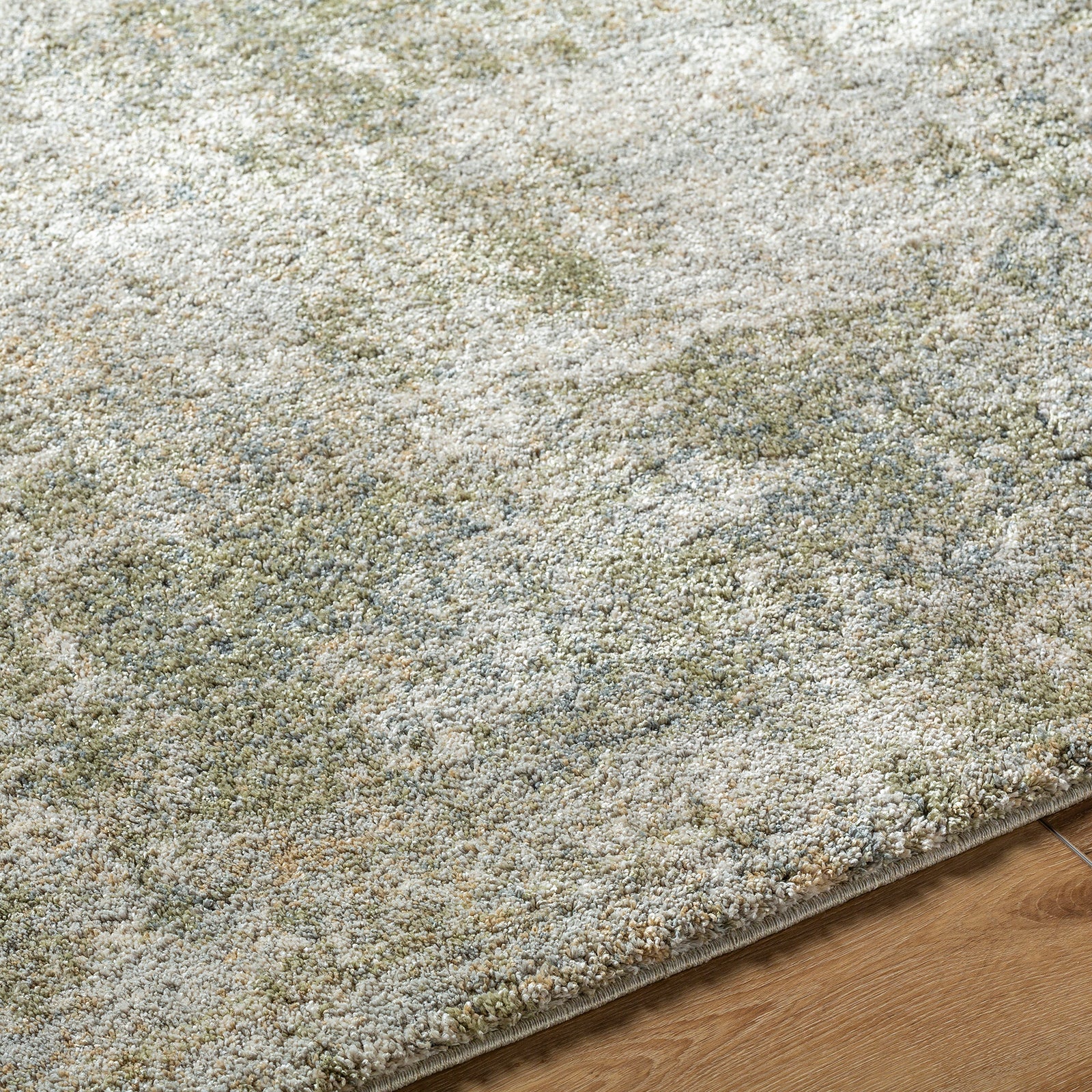 Avellino Abstract Modern Marble High Pile Green & Light Grey Polypropylene & Polyester Rug 200x280cm - texture detail