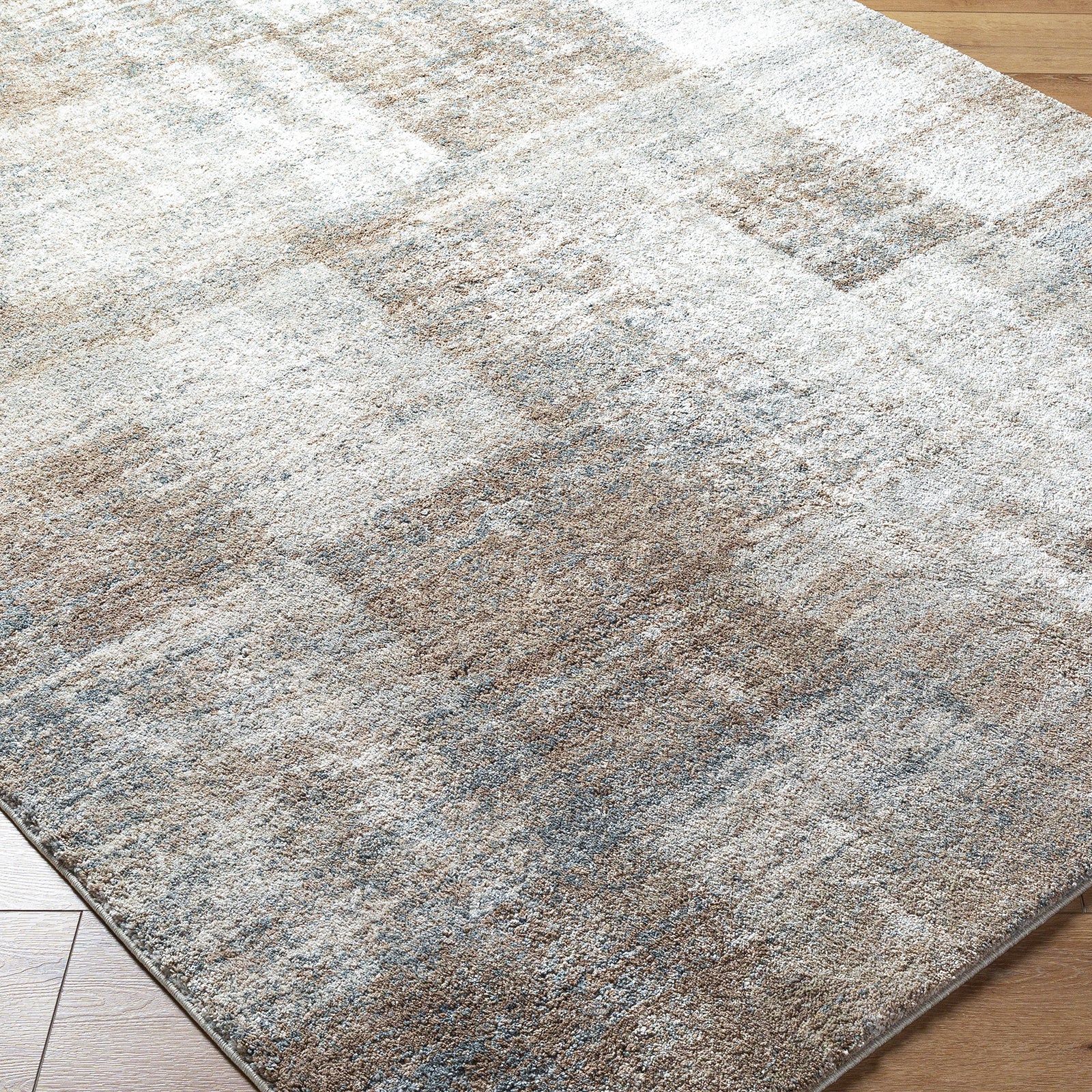 Avellino Modern Graphic High Pile Brown & Grey Polypropylene & Polyester Rug 200x280cm - corner detail
