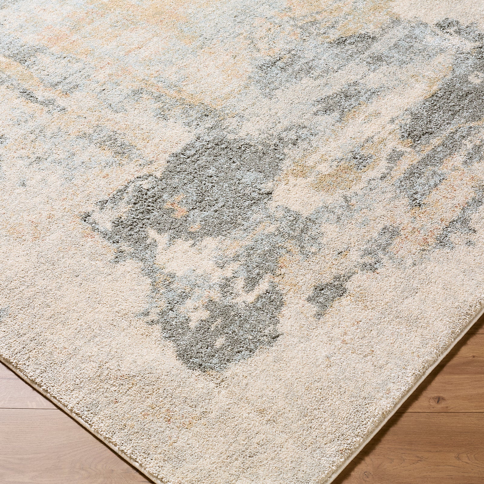 Avellino Abstract Modern Marble High Pile Grey & Blue & Beige Polypropylene & Polyester Rug 160x213cm - corner detail