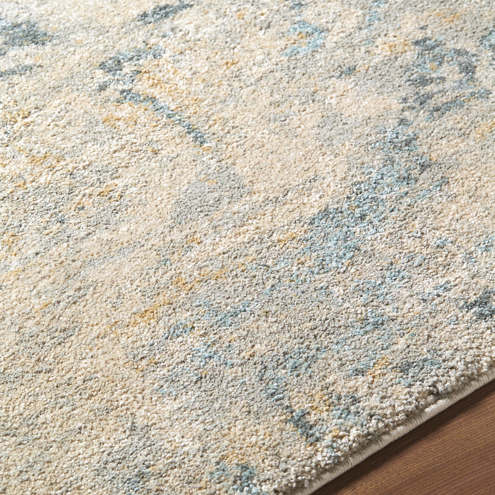 Avellino Abstract Modern Marble High Pile Beige & Grey & Blue Polypropylene & Polyester Rug 160x213cm - texture detail