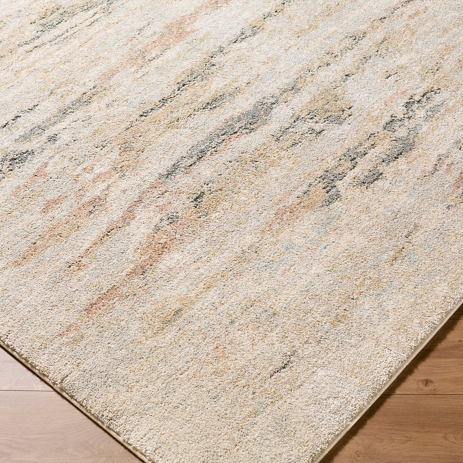 Avellino Abstract Modern Marble High Pile Beige & Grey & Blue Polypropylene & Polyester Rug 160x213cm - corner detail