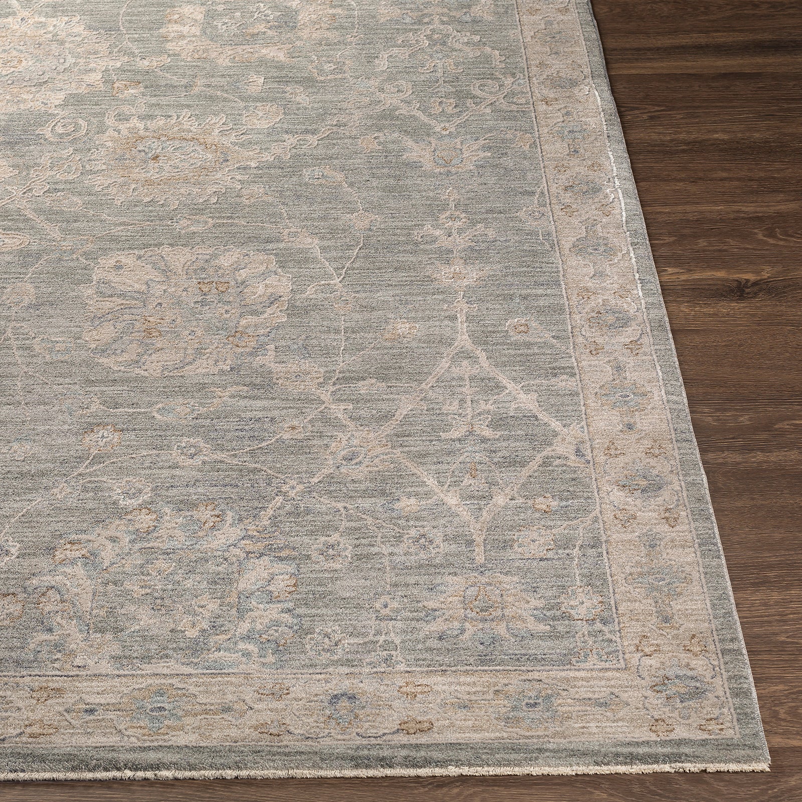 Avant Garde Vintage Traditional Grey & Charcoal Polyester & Polypropylene Rug 152x225cm - front view