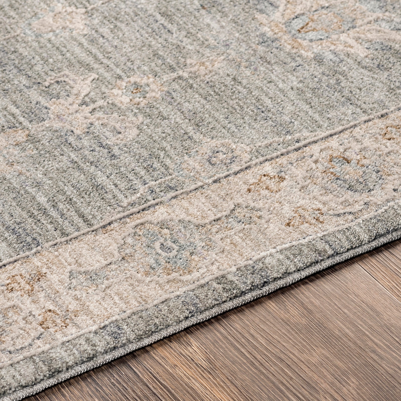 Avant Garde Vintage Traditional Grey & Charcoal Polyester & Polypropylene Rug 152x225cm - texture detail