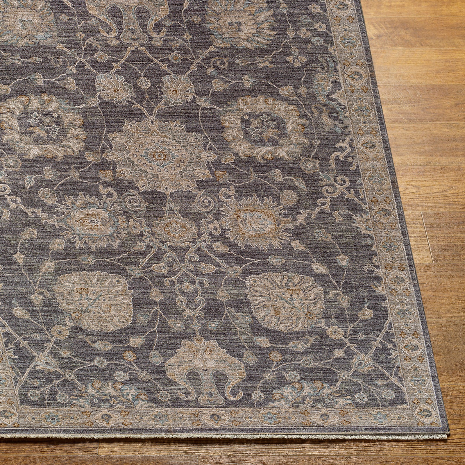 Avant Garde Vintage Traditional Charcoal & Grey Polyester & Polypropylene Rug 152x225cm - front view