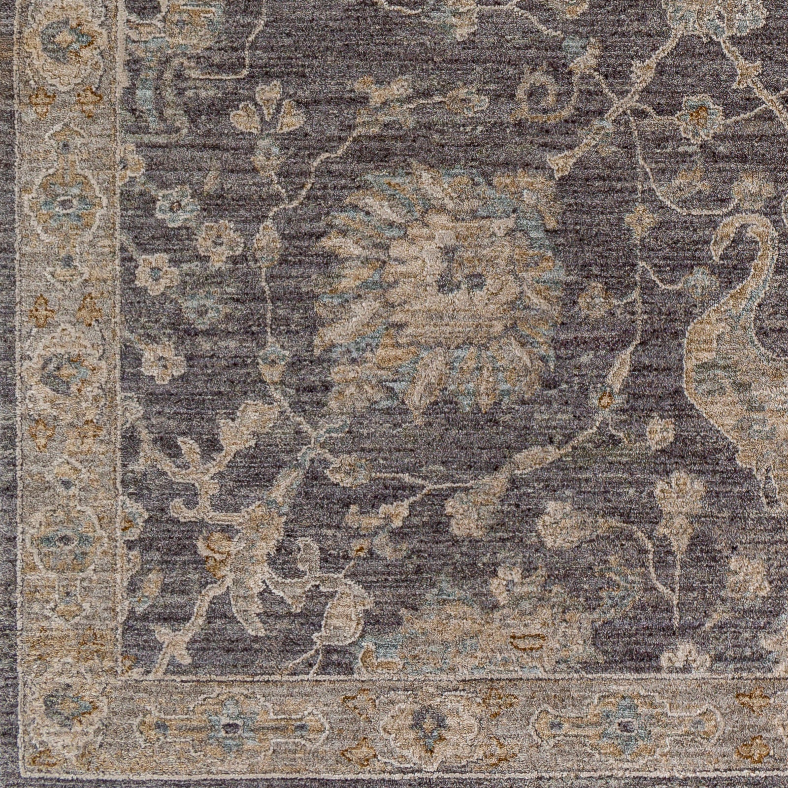 Avant Garde Vintage Traditional Charcoal & Grey Polyester & Polypropylene Rug 200x290cm - colour swatch