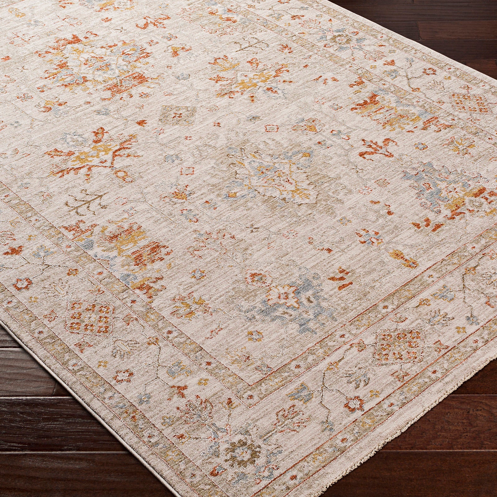 Avant Garde Vintage Traditional Beige & Rust Polyester & Polypropylene Rug 152x225cm - corner detail