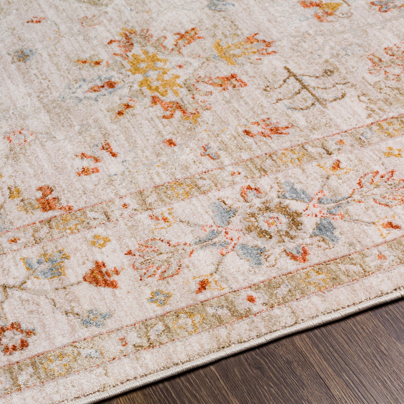Avant Garde Vintage Traditional Beige & Rust Polyester & Polypropylene Rug 152x225cm - texture detail