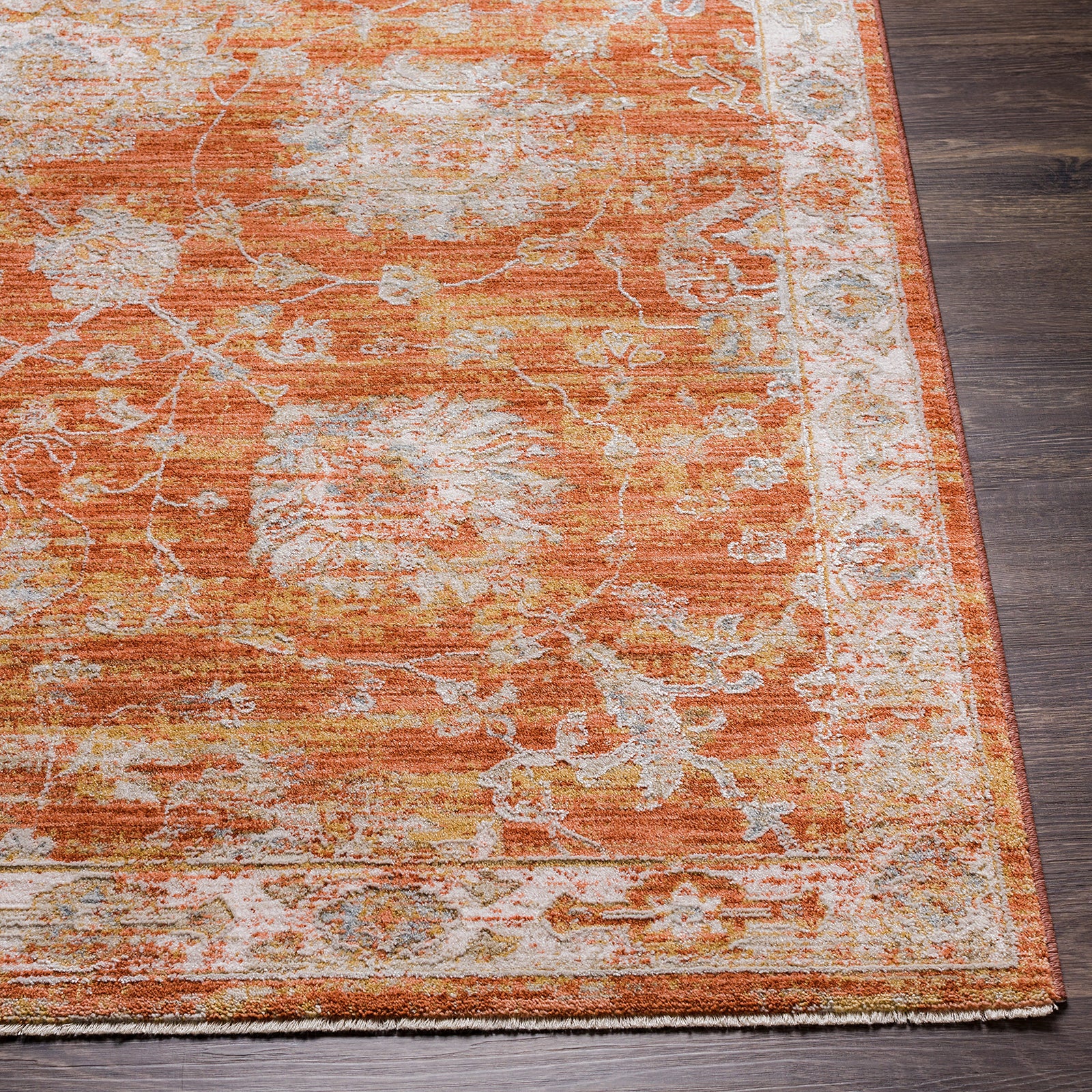 Avant Garde Vintage Traditional Orange & Rust Polyester & Polypropylene Rug 152x225cm - front view