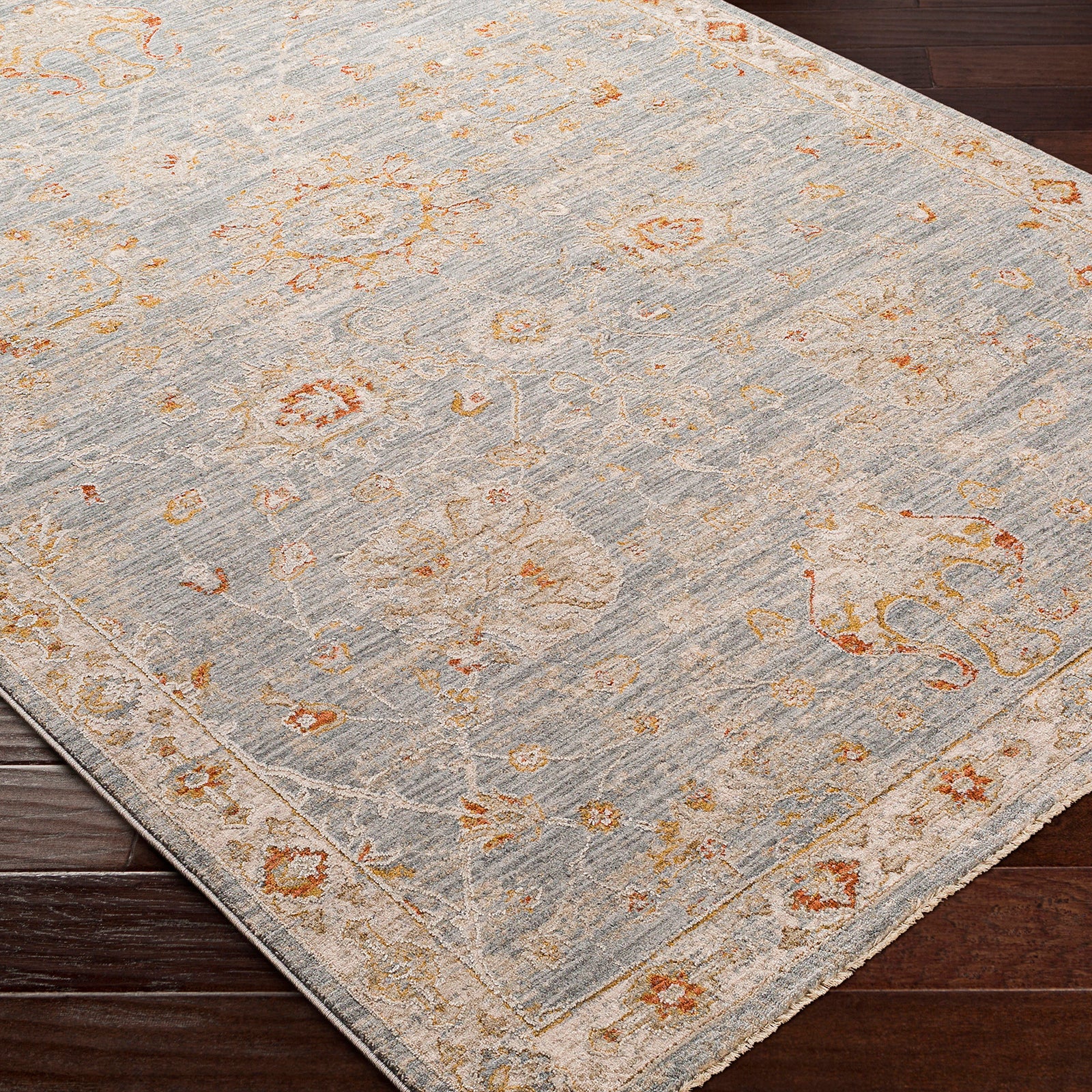 Avant Garde Vintage Traditional Blue & Denim Polyester & Polypropylene Rug 152x225cm - corner detail