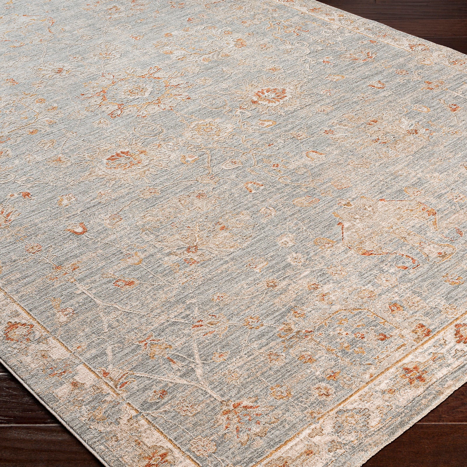 Avant Garde Vintage Traditional Blue & Denim Polyester & Polypropylene Rug 200x290cm - corner detail