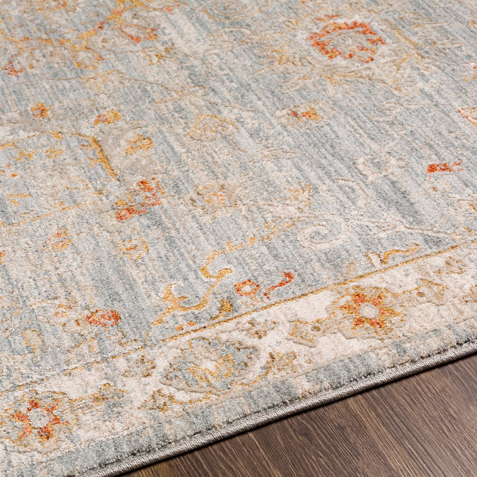 Avant Garde Vintage Traditional Blue & Denim Polyester & Polypropylene Rug 200x290cm - texture detail