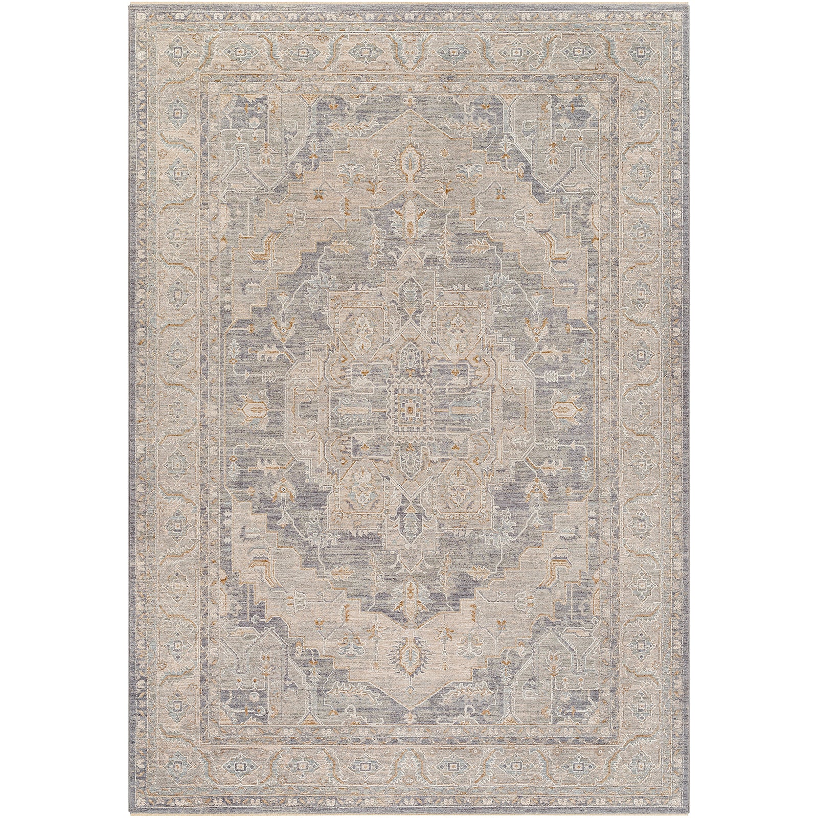 Avant Garde Vintage Traditional Grey & Denim Polyester & Polypropylene Rug 200x290cm - product image