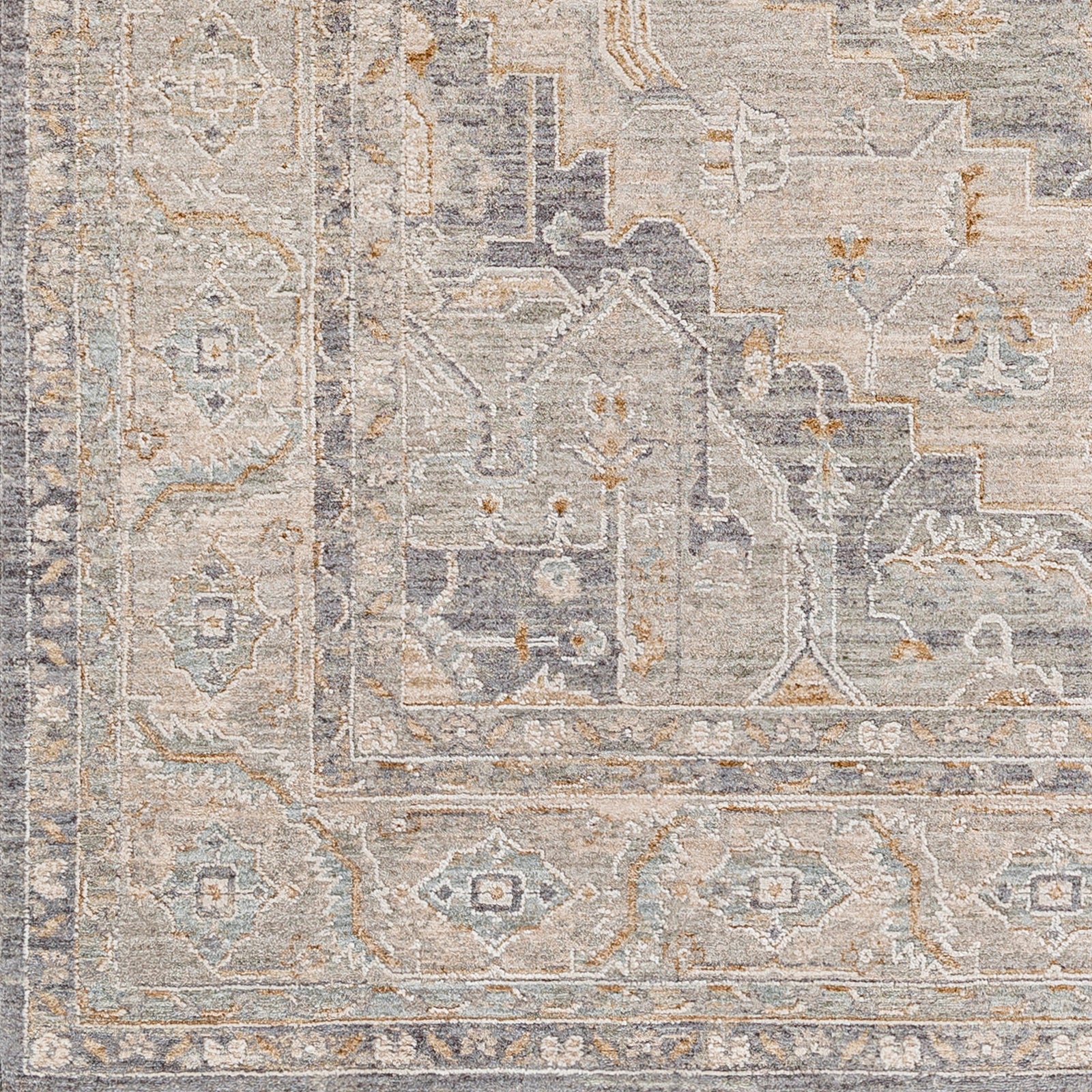 Avant Garde Vintage Traditional Grey & Denim Polyester & Polypropylene Rug 200x290cm - colour swatch