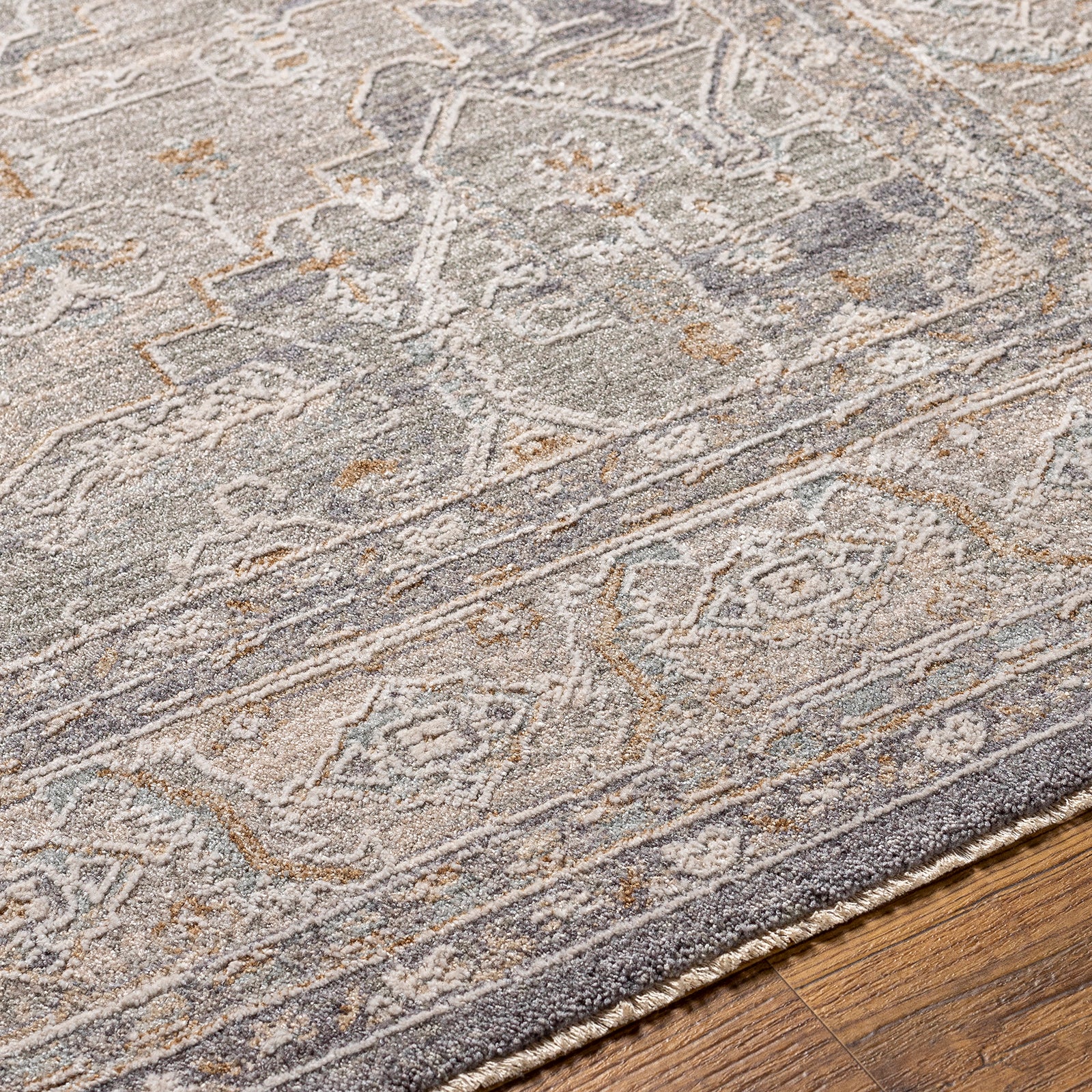 Avant Garde Vintage Traditional Grey & Denim Polyester & Polypropylene Rug 152x225cm - texture detail