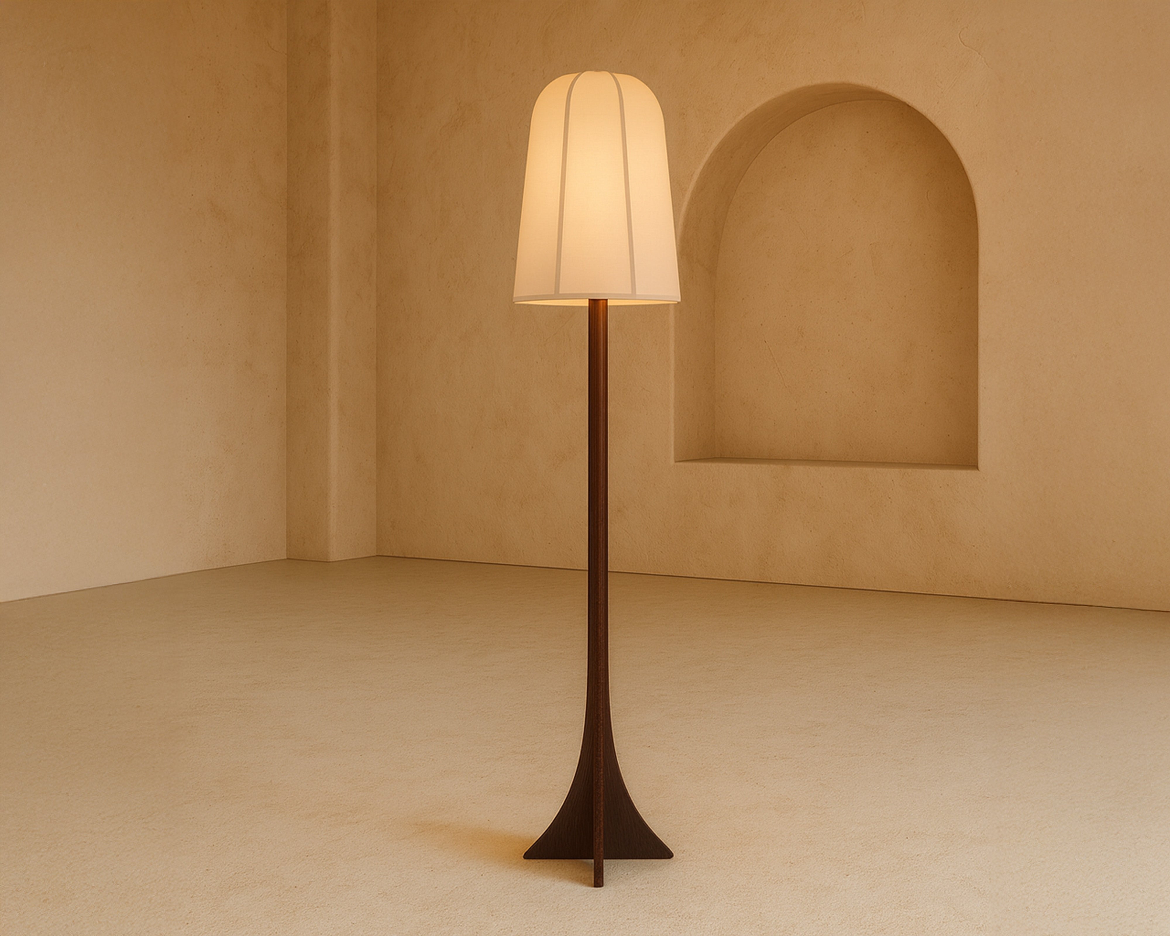 Axel Floor Lamp - Classic Brown Ash & White Linen