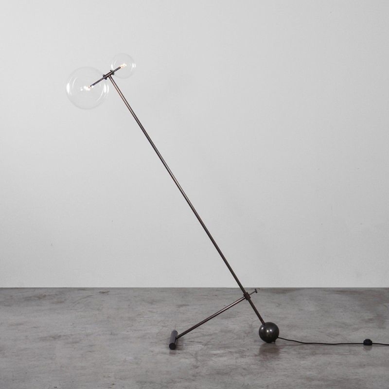 Schwung Zosia Black Gunmetal Transparent Globe Floor Lamp