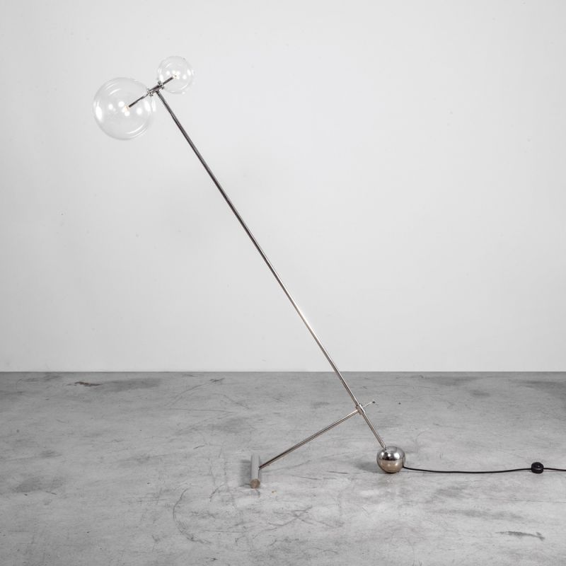 Schwung Zosia Polished Nickel Transparent Globe Floor Lamp