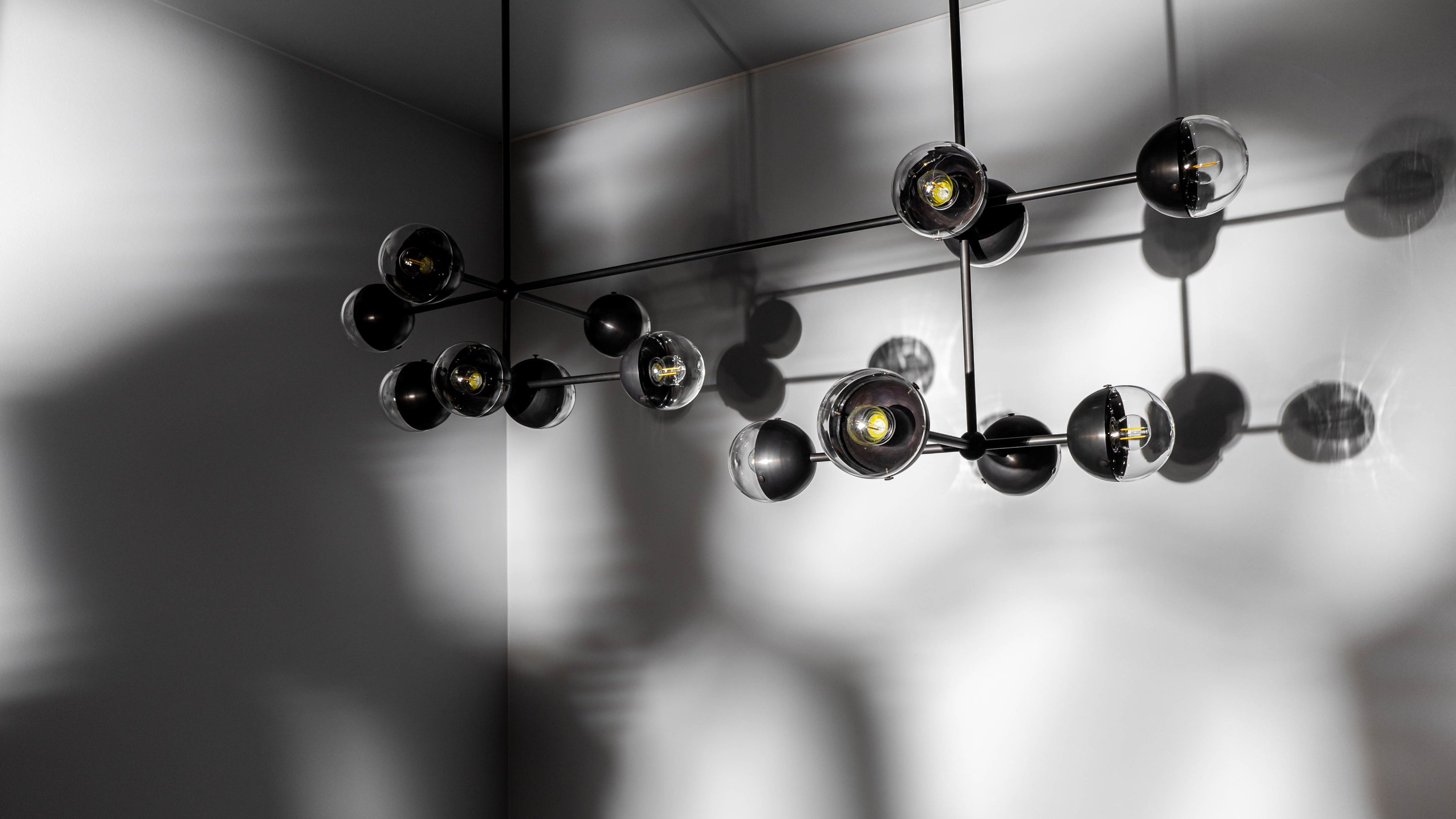 Schwung Molecule Linear Frosted Hemisphere Chandelier