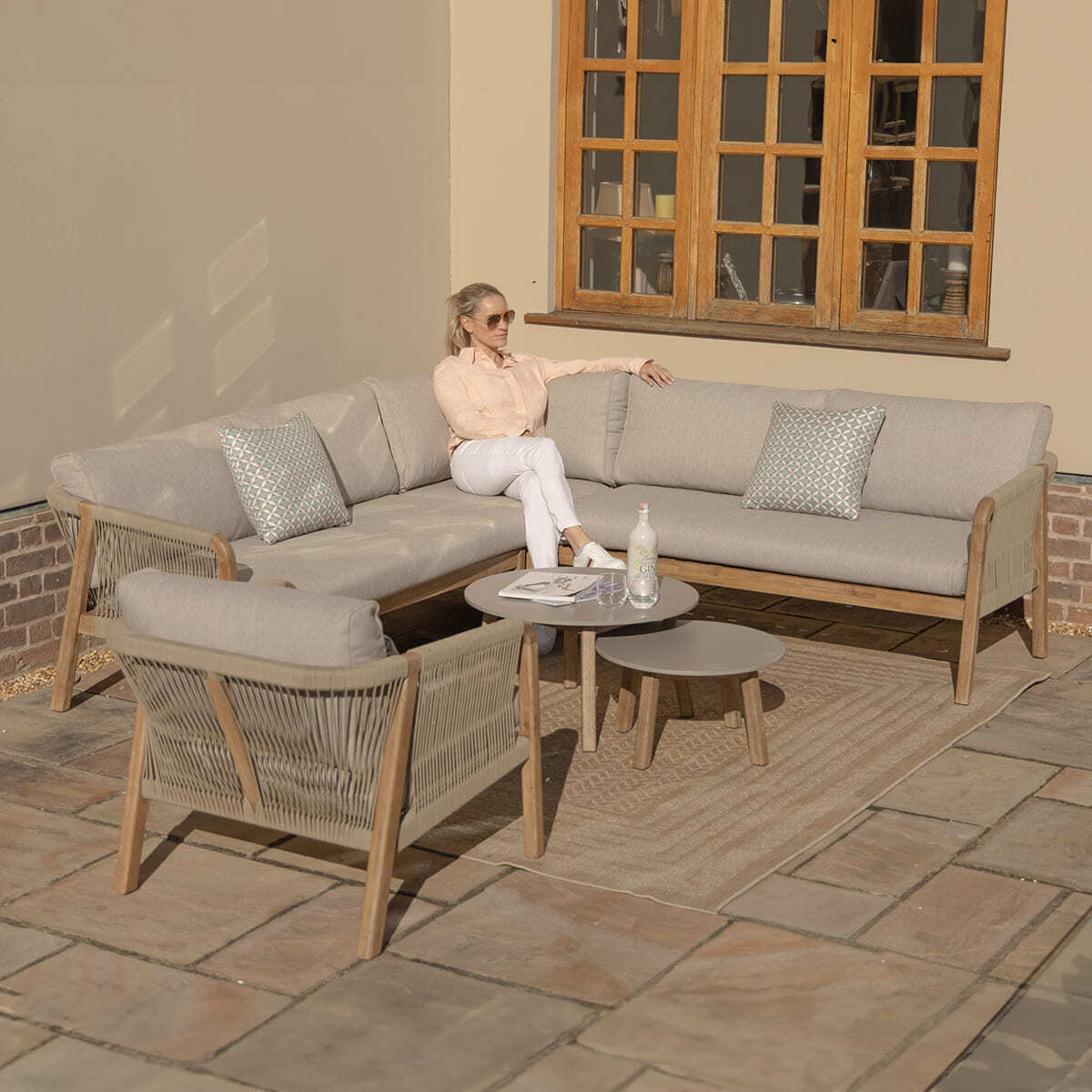 New Martinique Corner Sofa Set & Armchair - Light Brown
