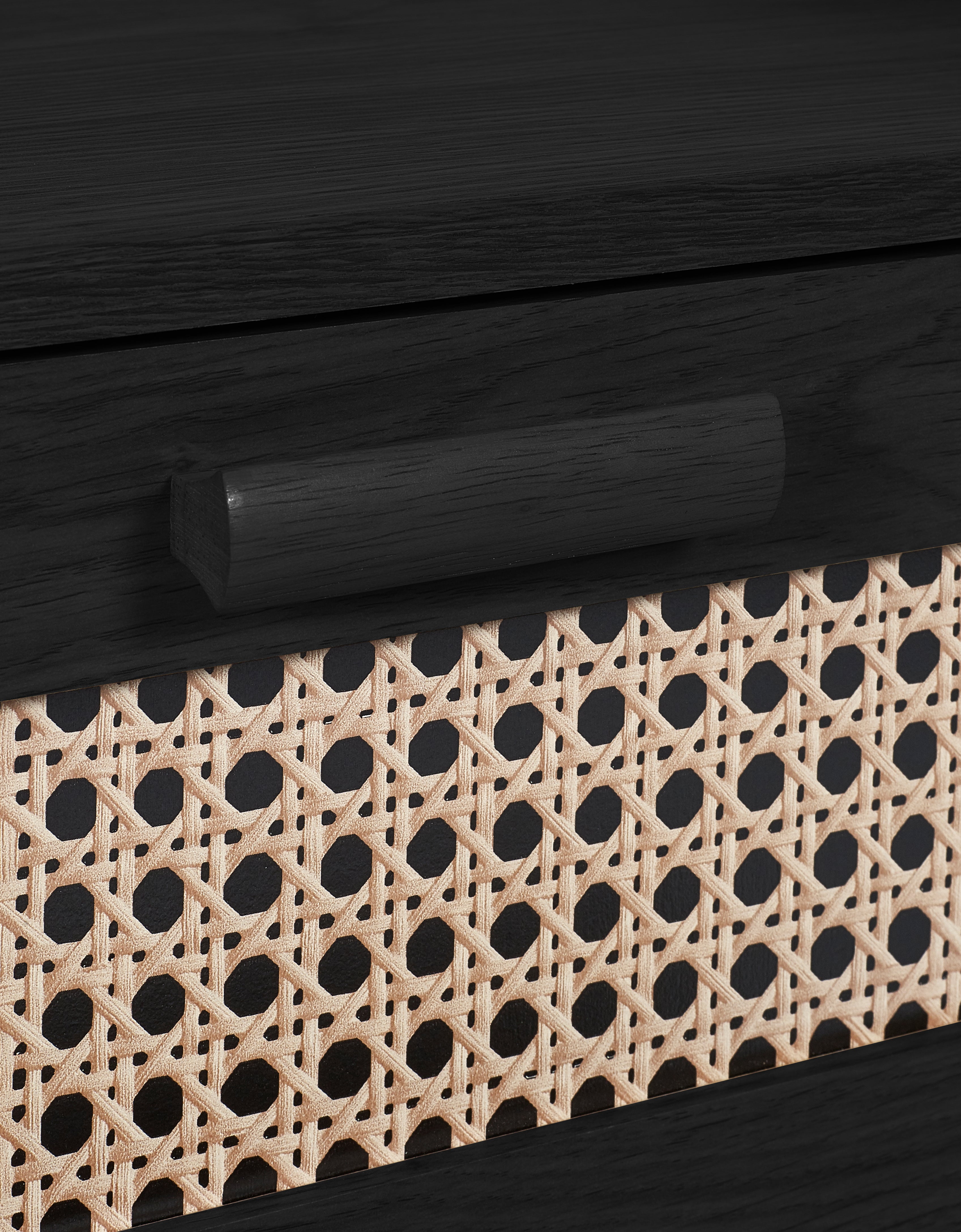 Asbury Wood Bedside Table | 2 Drawers - Black Ash