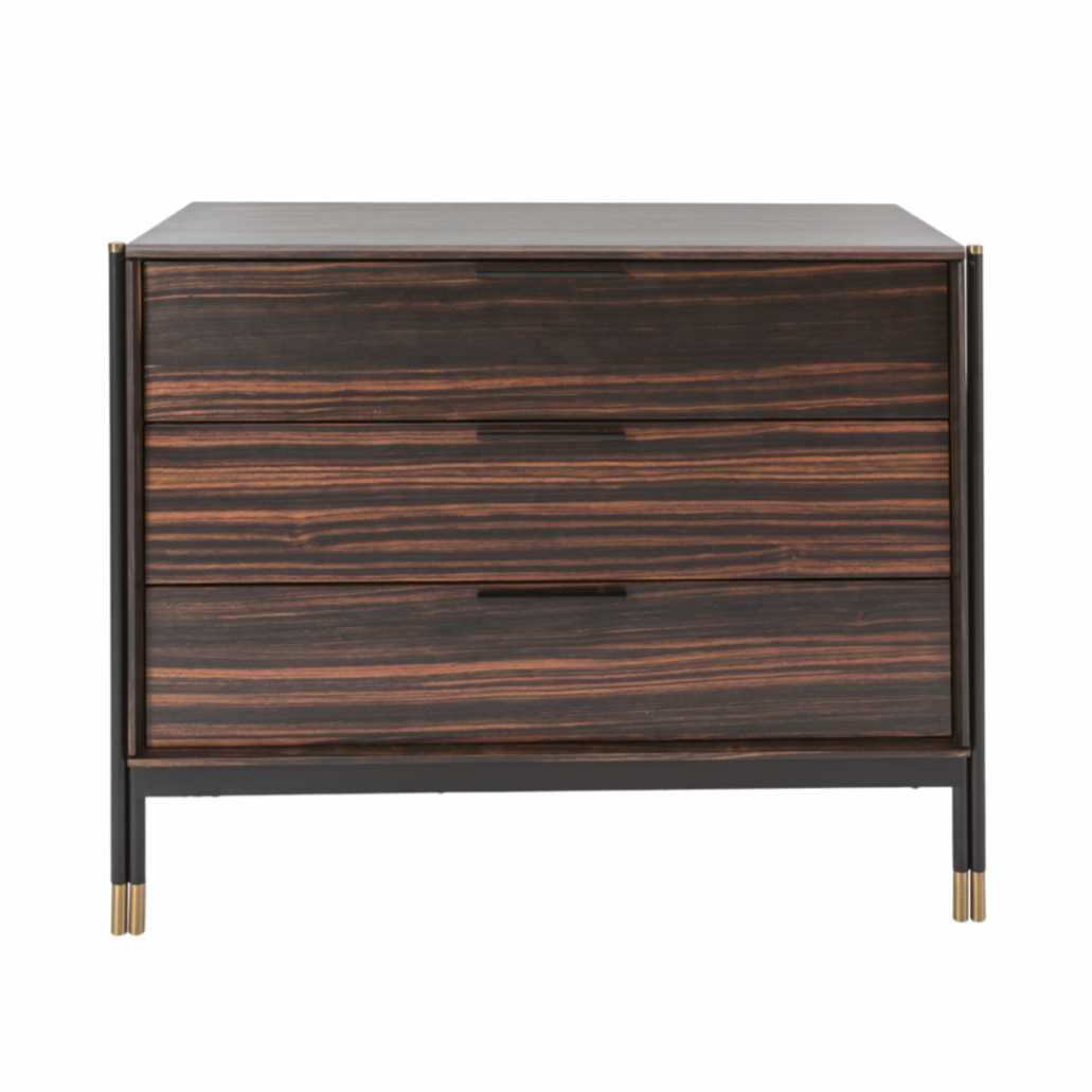 Bali Ebony Brown Wood & Gold Chest of Drawers
