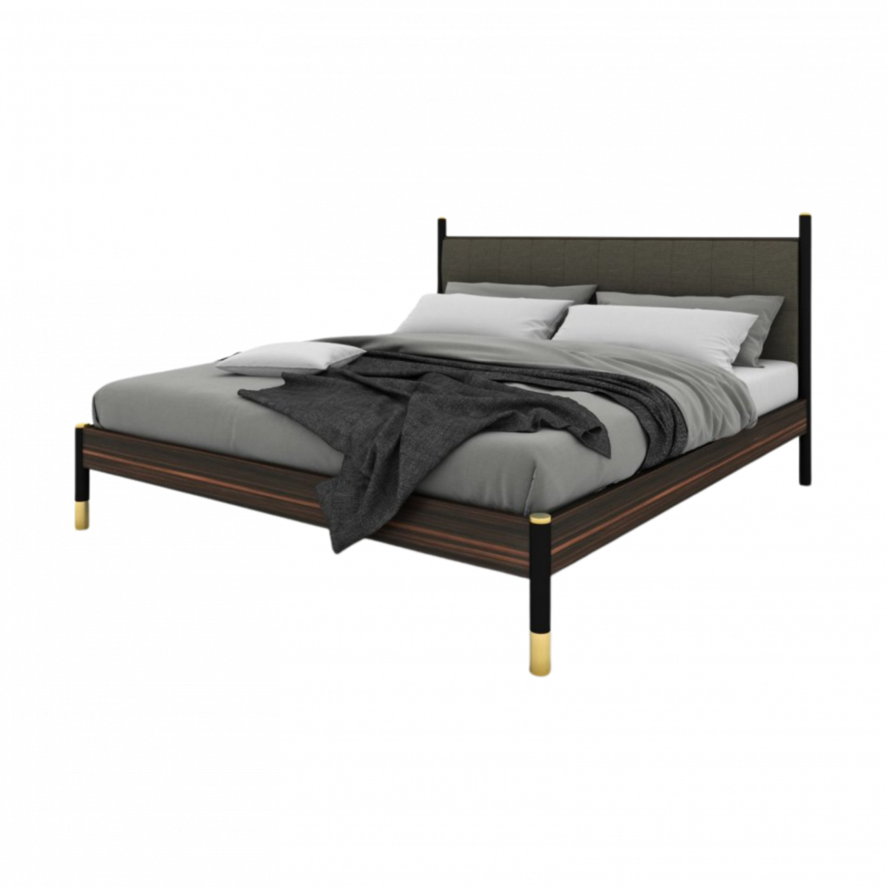 Bali Ebony Brown & Grey Fabric Kingsize Bedframe