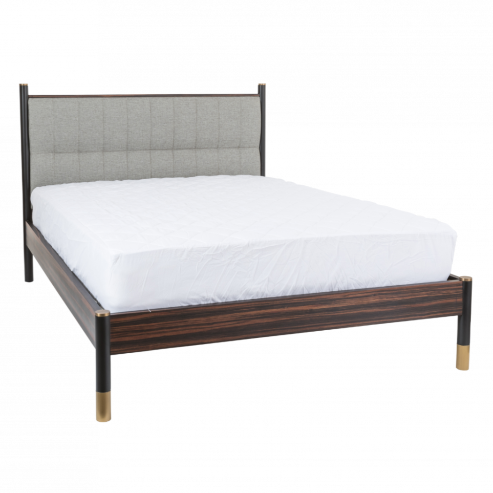 Bali Ebony Brown & Grey Fabric Headboard Double Bedframe