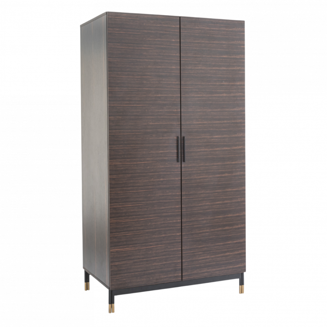 Bali Ebony Brown Wood & Gold Double Wardrobe