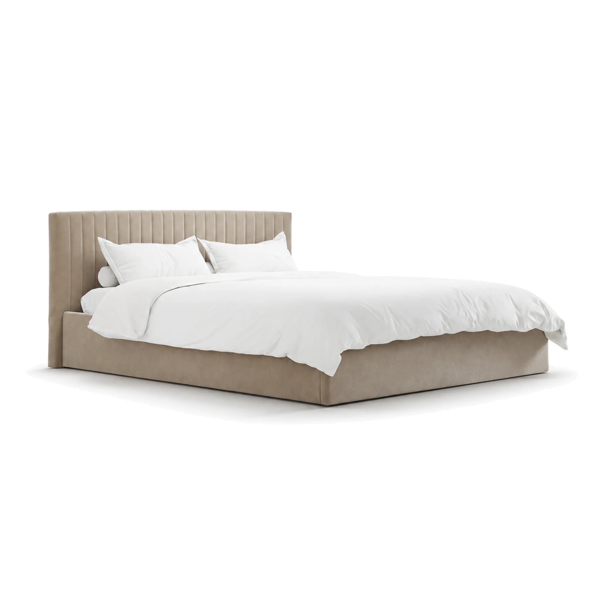 Berlin Beige Velvet Ottoman Super King Size Bed