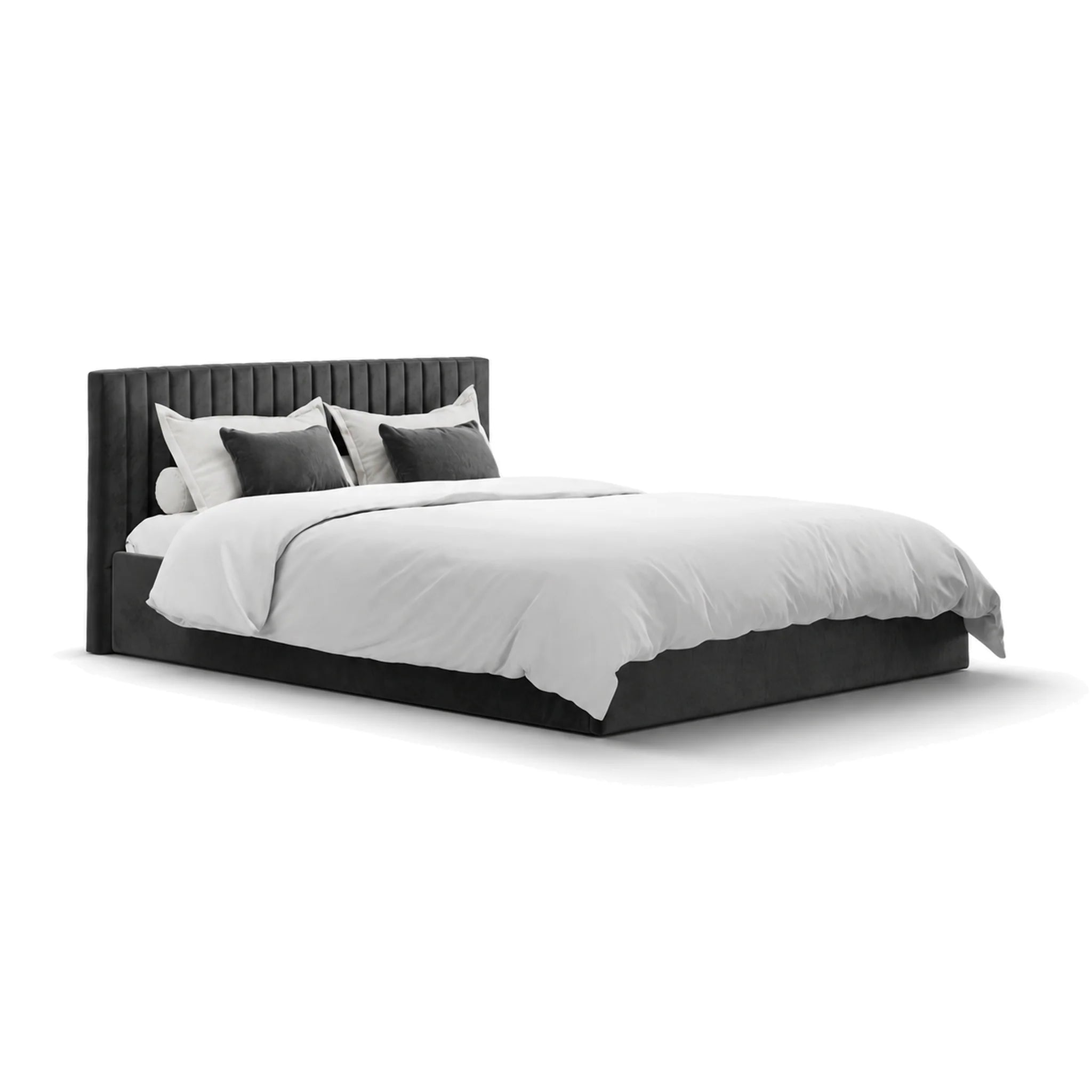 Berlin Black Velvet Ottoman Double Bed