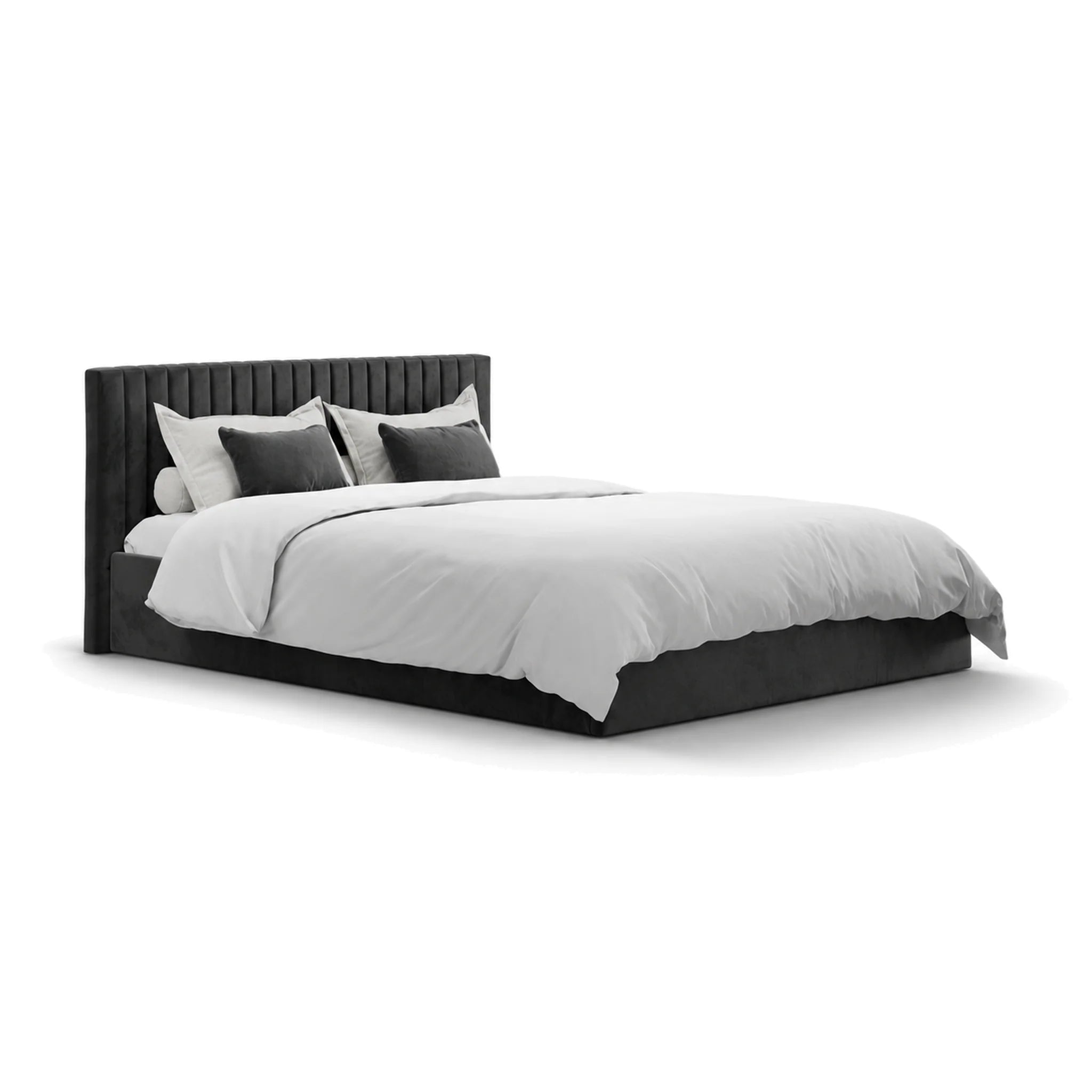 Berlin Black Velvet Ottoman King Size Bed