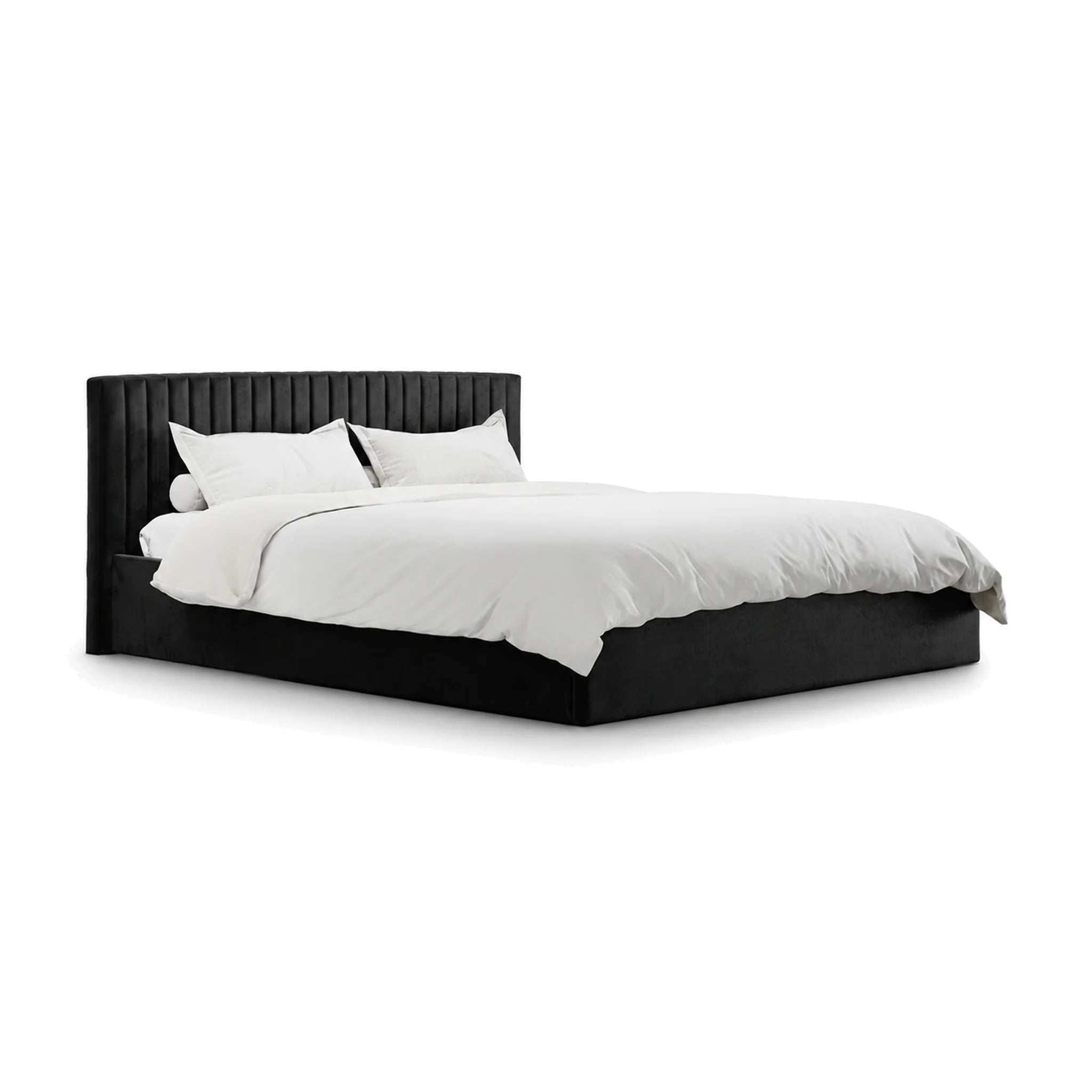 Berlin Black Velvet Ottoman Super King Size Bed