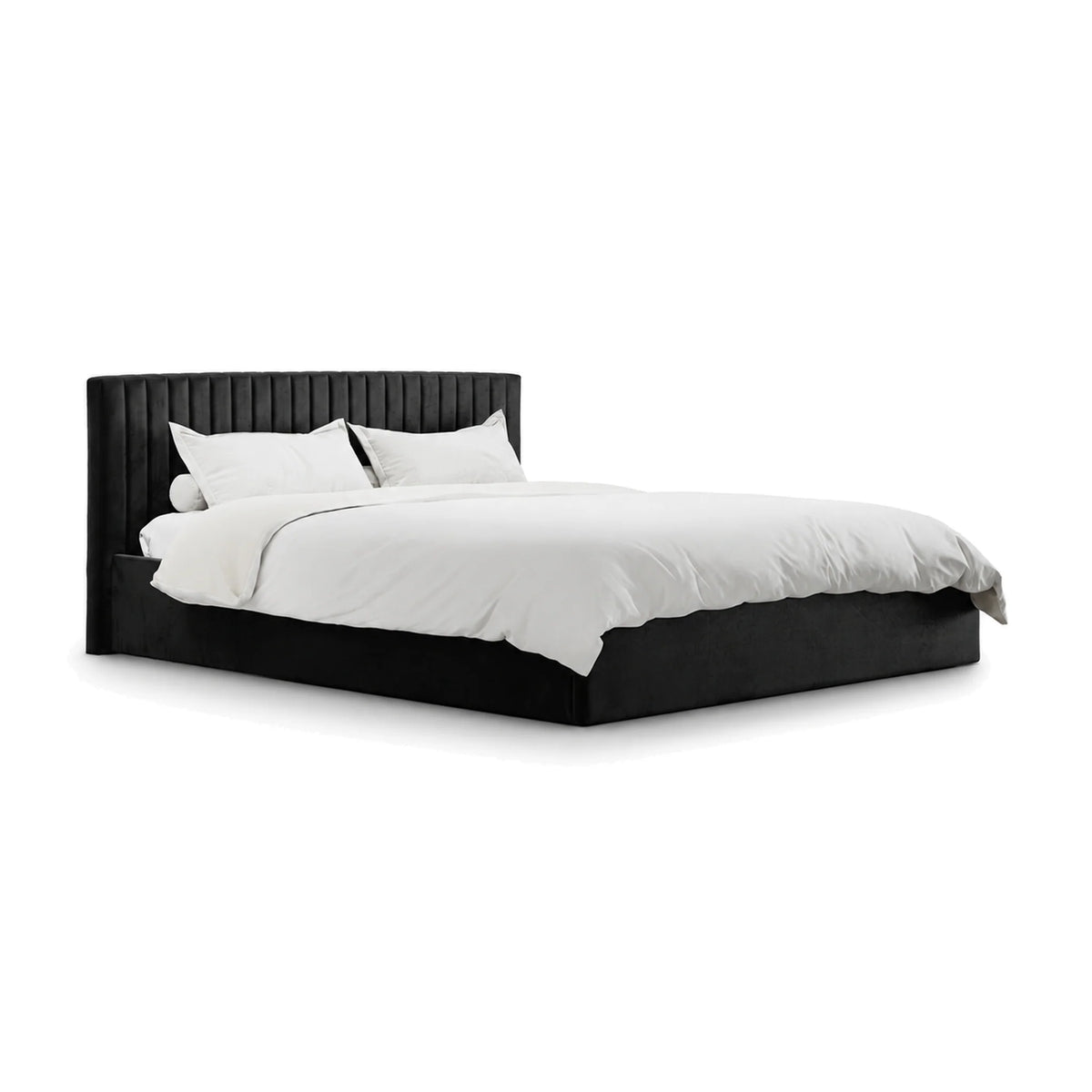 Berlin Black Velvet Ottoman Super King Size Bed