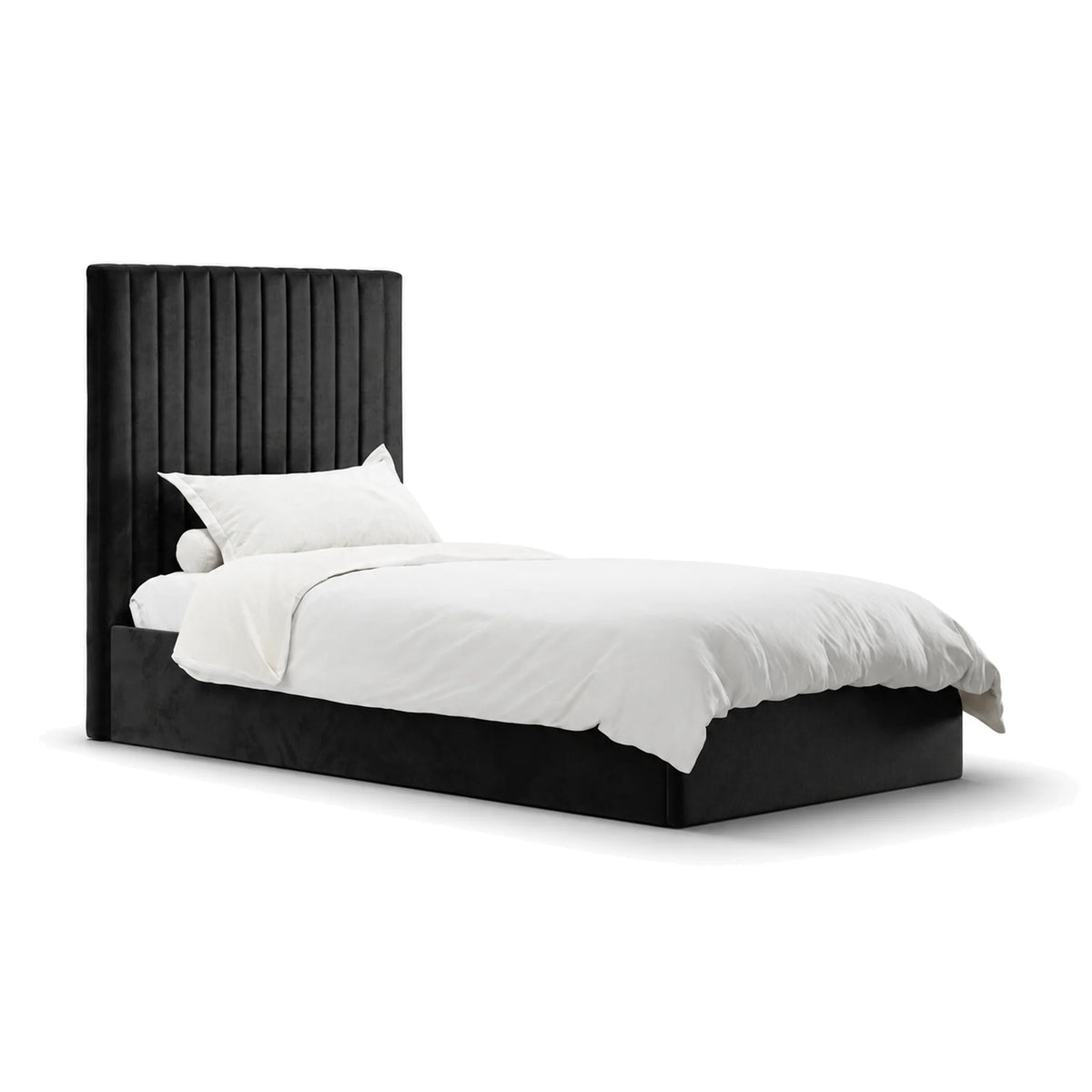 Berlin Black Velvet Tall Ottoman Single Bed