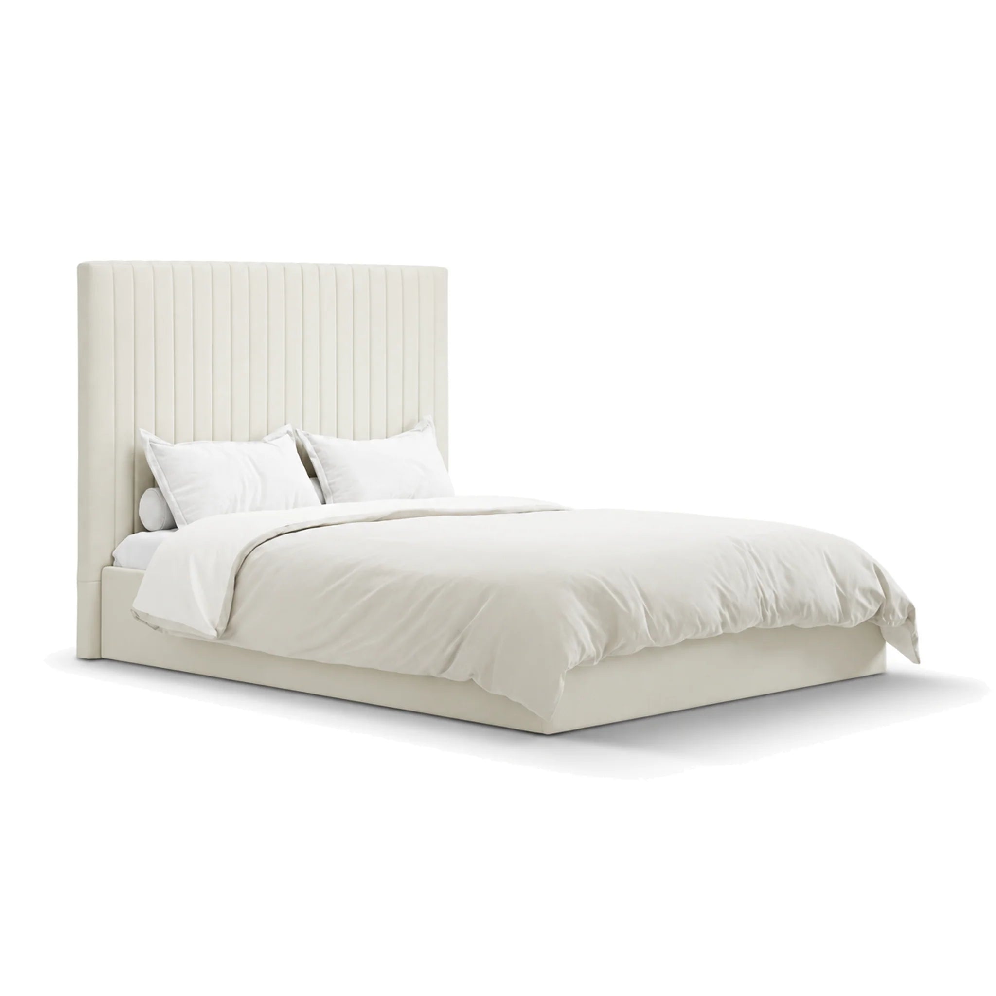 Berlin Milk Tall Ottoman Double Bed