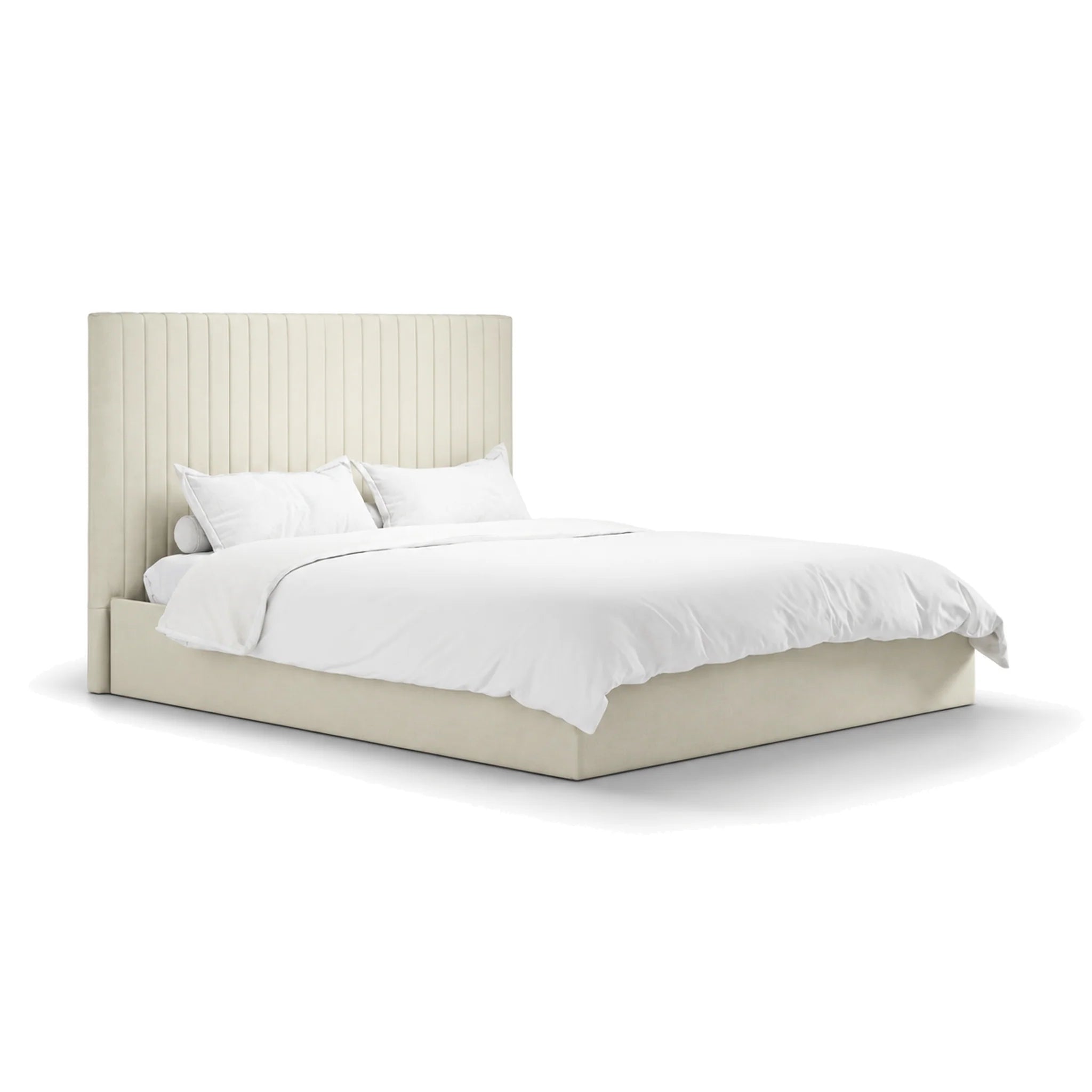 Berlin Milk Tall Ottoman Super King Size Bed