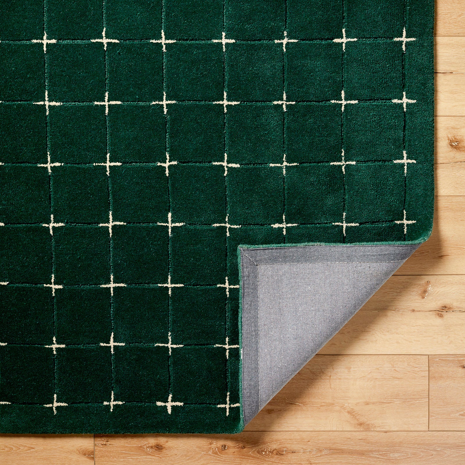 Brook Modern Wool Modern Green & Dark Green Rug 152x229cm - folded detail