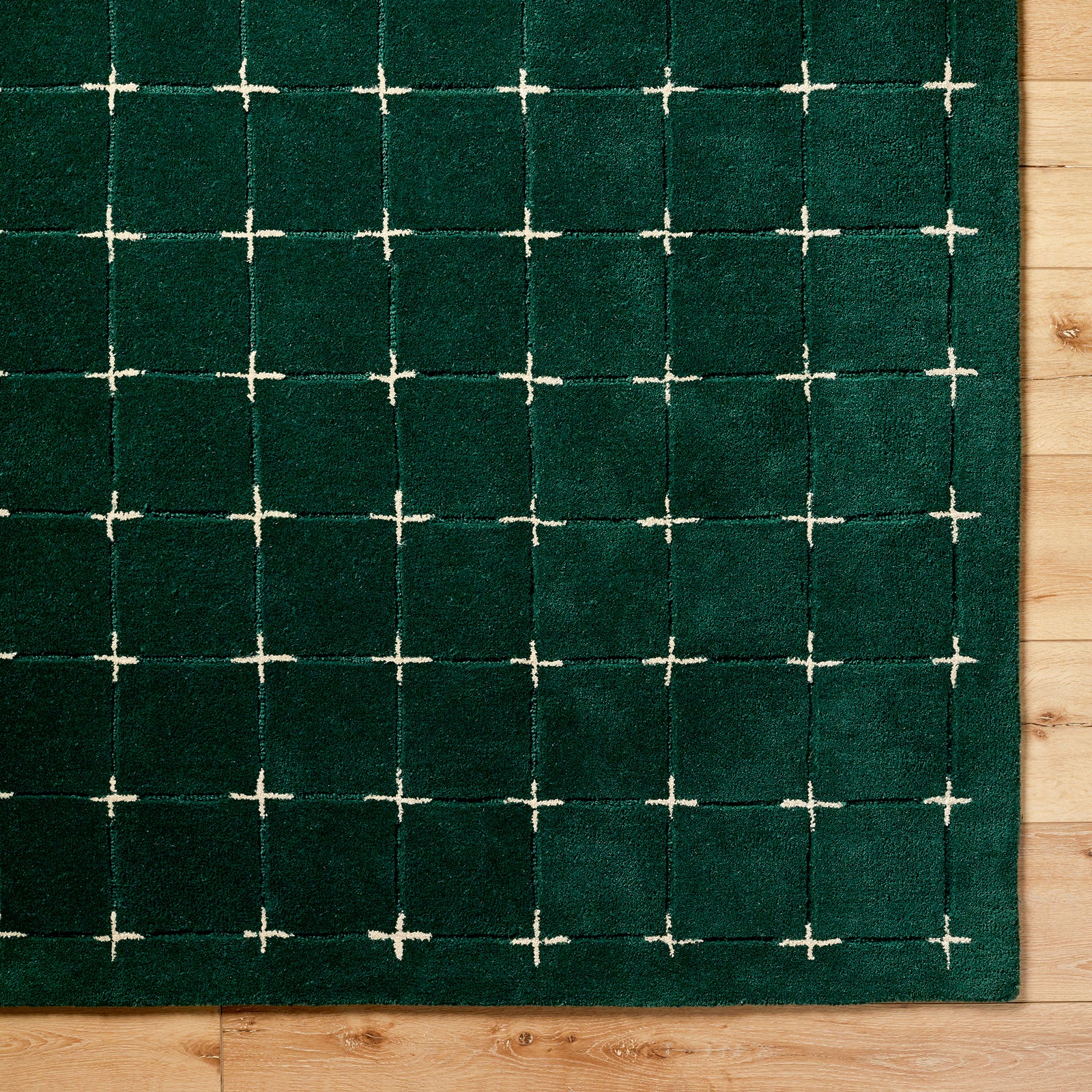 Brook Modern Wool Modern Green & Dark Green Rug 152x229cm - pile detail