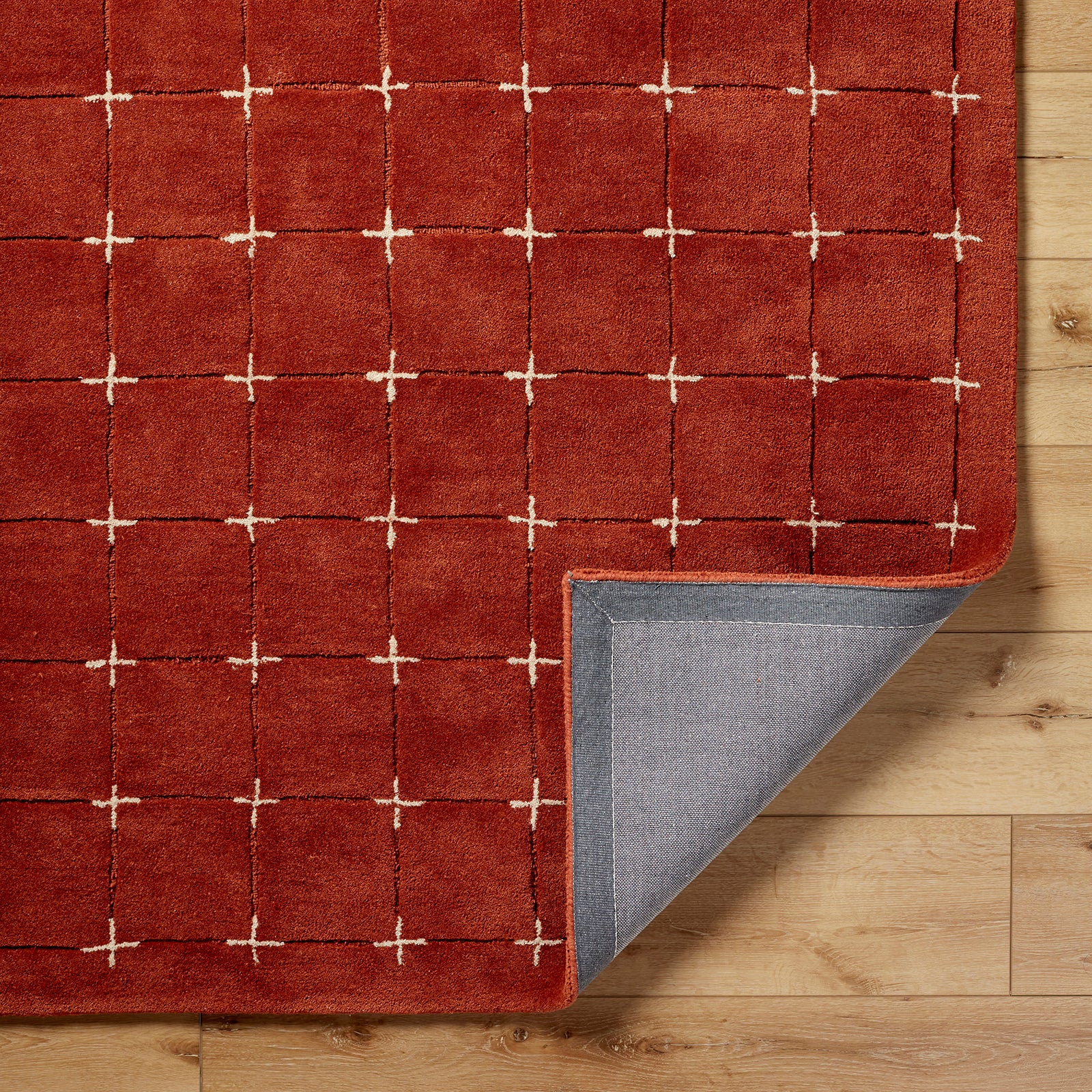Brook Modern Wool Modern Terracotta & Rust Rug 152x229cm - folded detail
