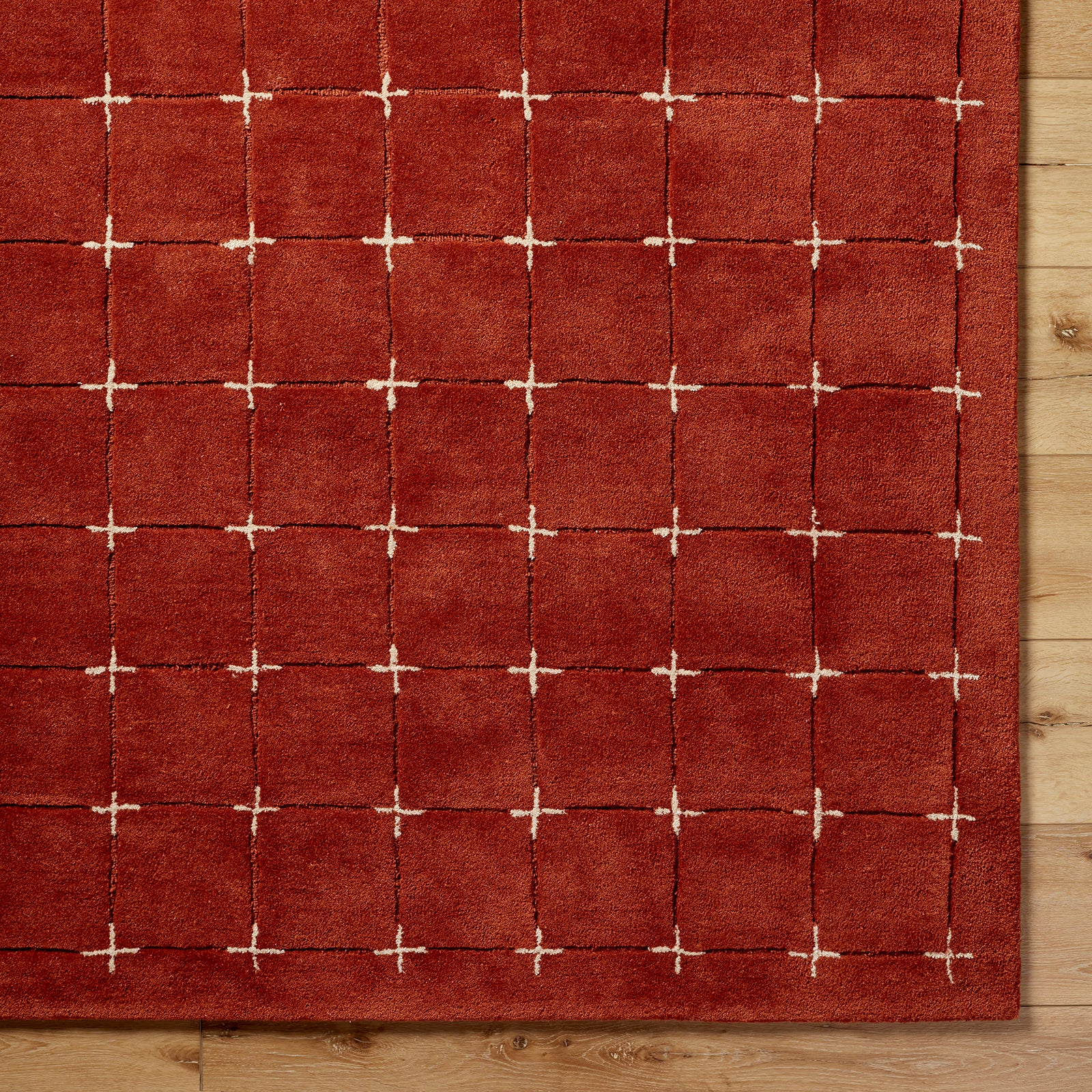 Brook Modern Wool Modern Terracotta & Rust Rug 152x229cm - pile detail