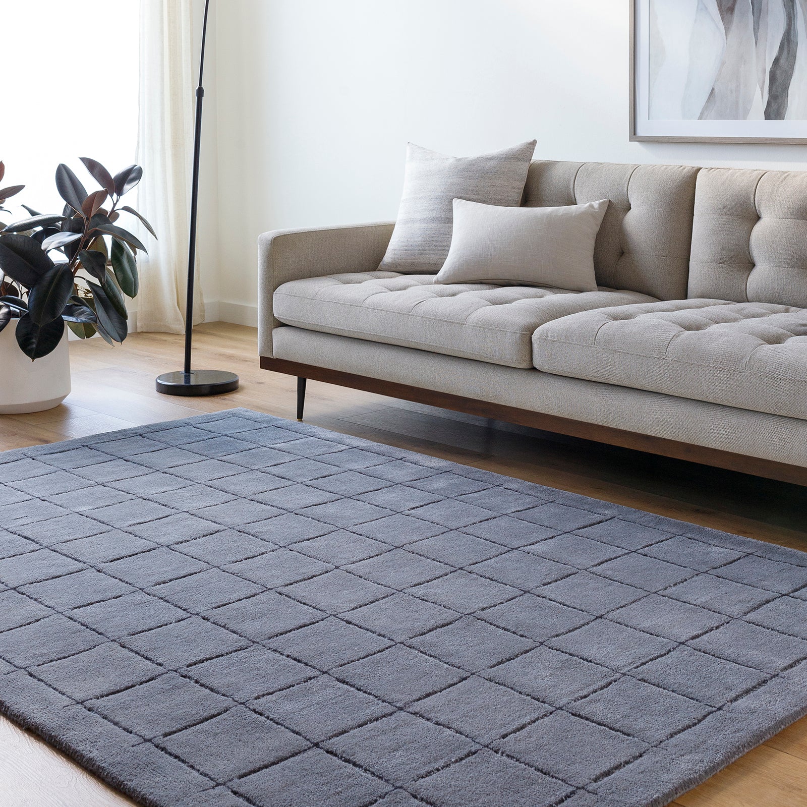Brook Modern Wool Modern Grey & Charcoal Rug 152x229cm - room setting