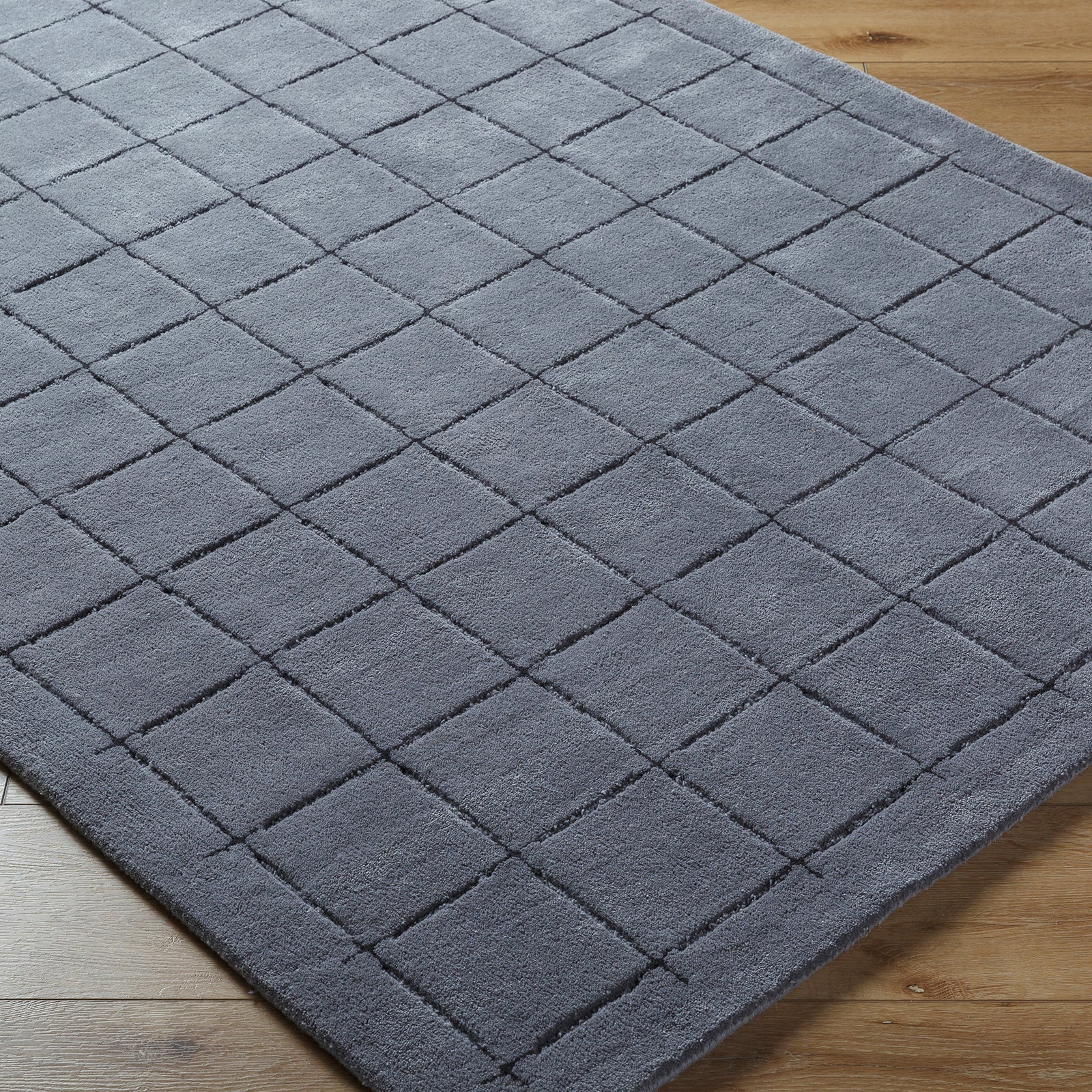 Brook Modern Wool Modern Grey & Charcoal Rug 152x229cm - corner detail