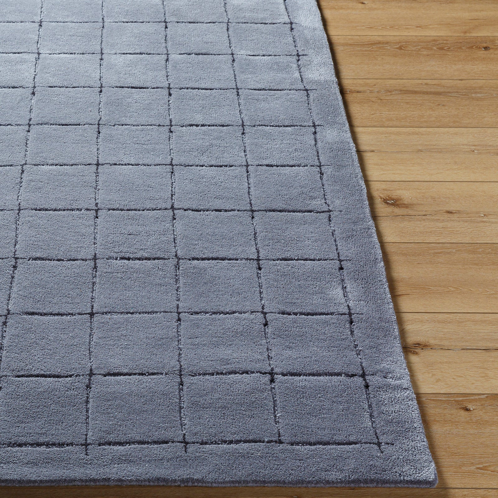 Brook Modern Wool Modern Grey & Charcoal Rug 152x229cm - reverse roll detail